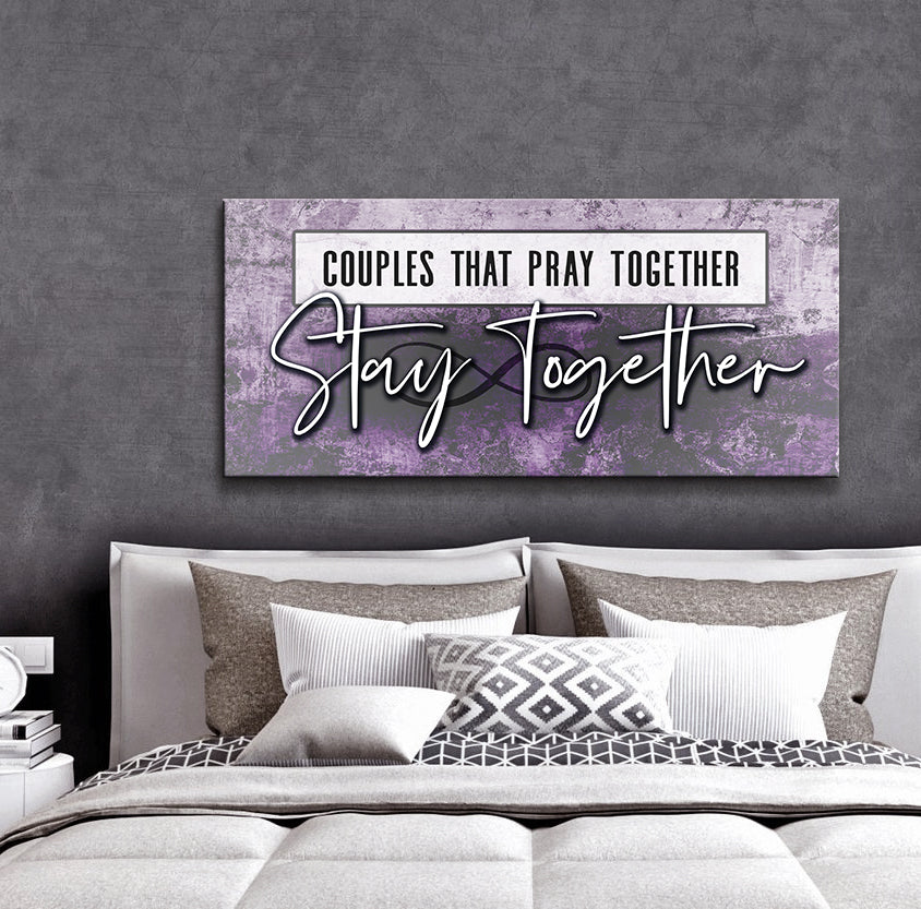 Exclusive Couples Wall Art: 'Couples That Pray Together Stays Together' with Wood Frame, Ready to Hang - Buy 2 Get 20% Off
