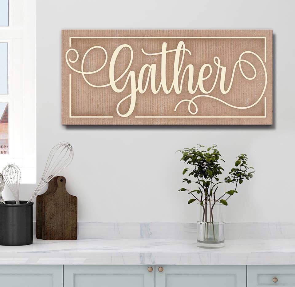 Ready-to-Hang Wood Frame Home Wall Art: Gather V3