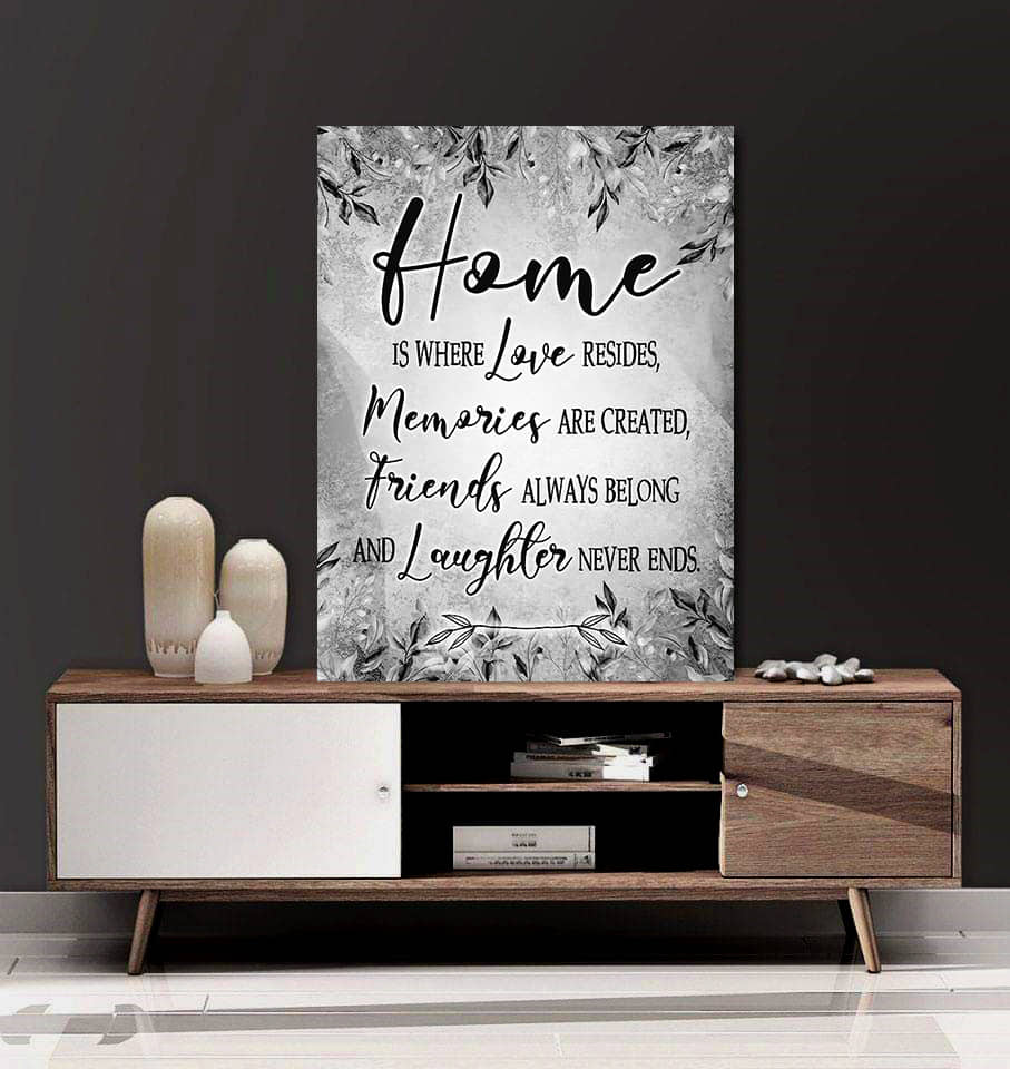 High - Quality Wood - Framed Home Wall Art: 'Home Is Where Love Resides' V4 (Ready To Hang)