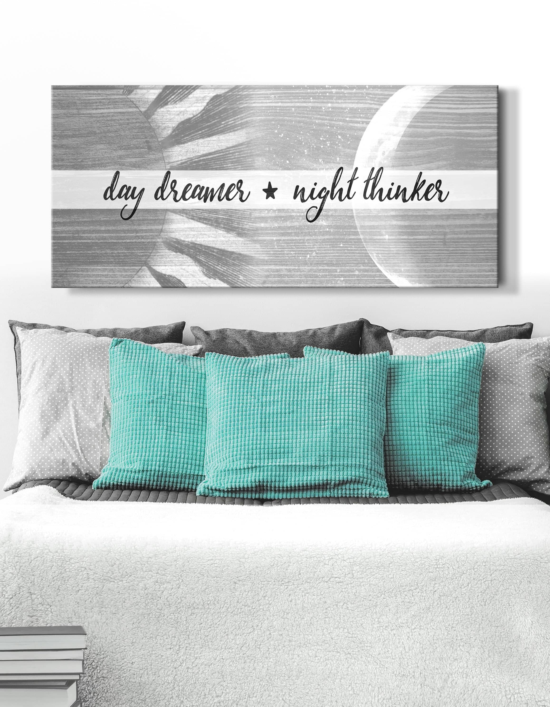Bedroom Wall Art: Day Dreamer Night Thinker (Wood Frame Ready To Hang)