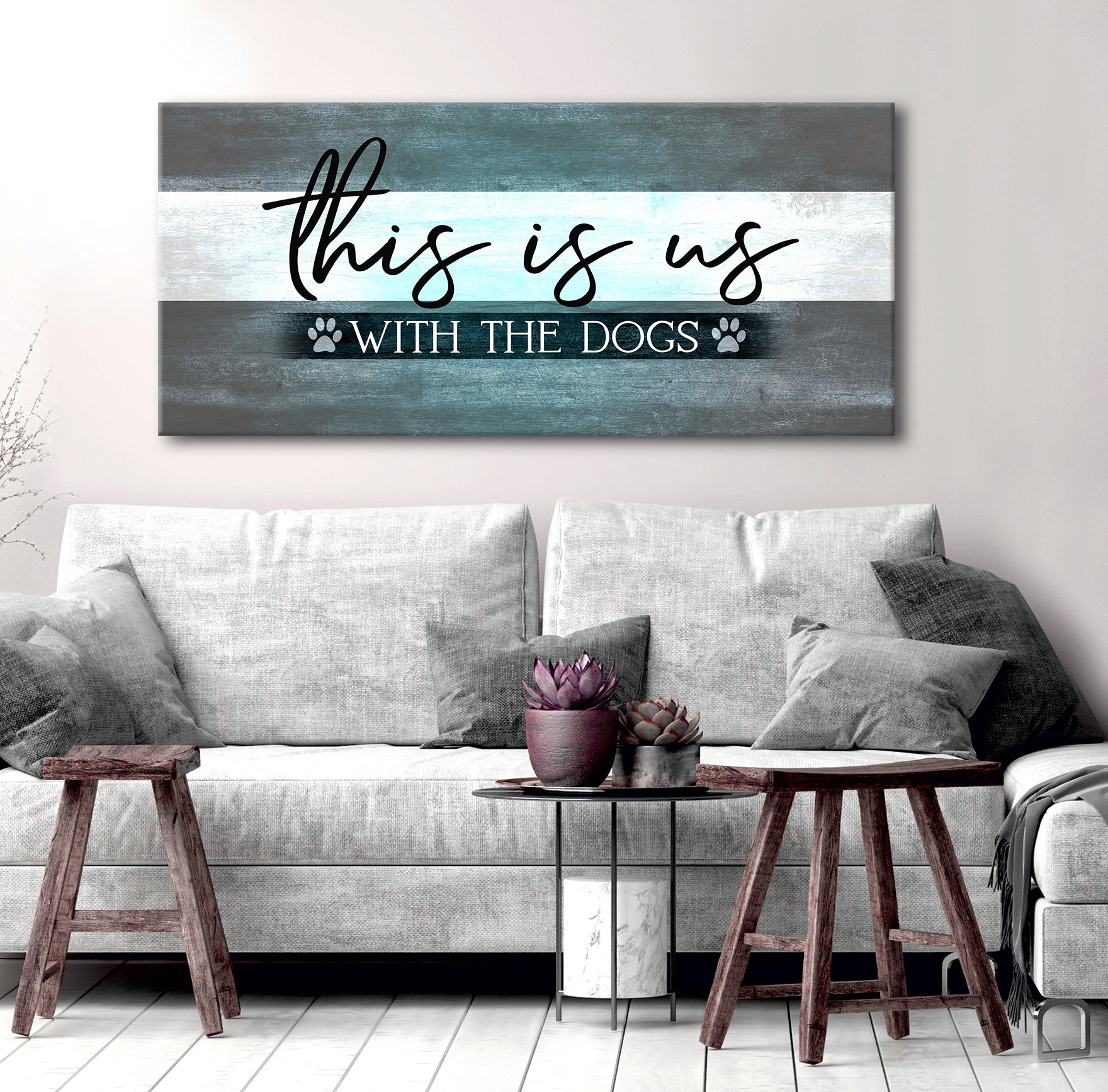High - Quality Wood - Framed 'This Is Us With The Dogs' Pet Wall Art, Ready To Hang