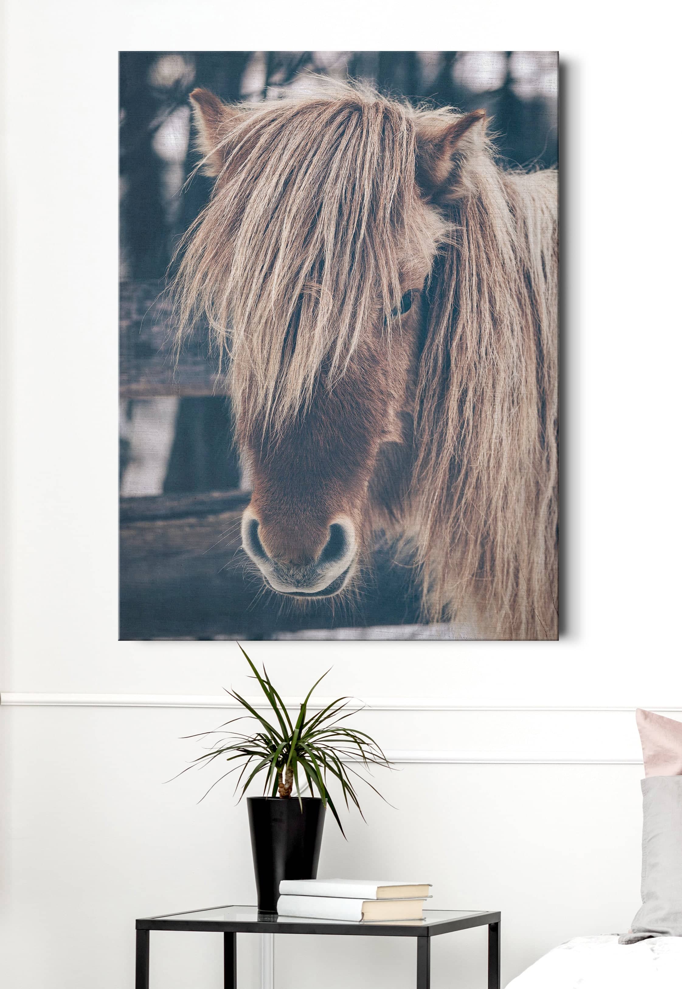High - Quality Horse Face Animal Wall Art with Wood Frame, Ready to Hang