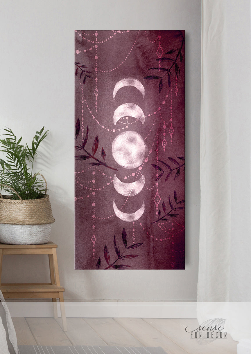 Hot! Boho Moon Phases Wall Art V3 with Wood Frame, Ready to Hang