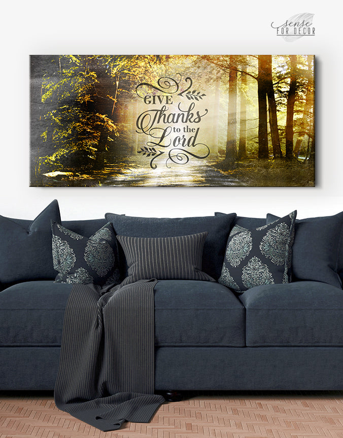 Christian Wall Art - 'Give Thanks to the Lord V2' with Wood Frame, Ready to Hang! Buy 2 Save 20%