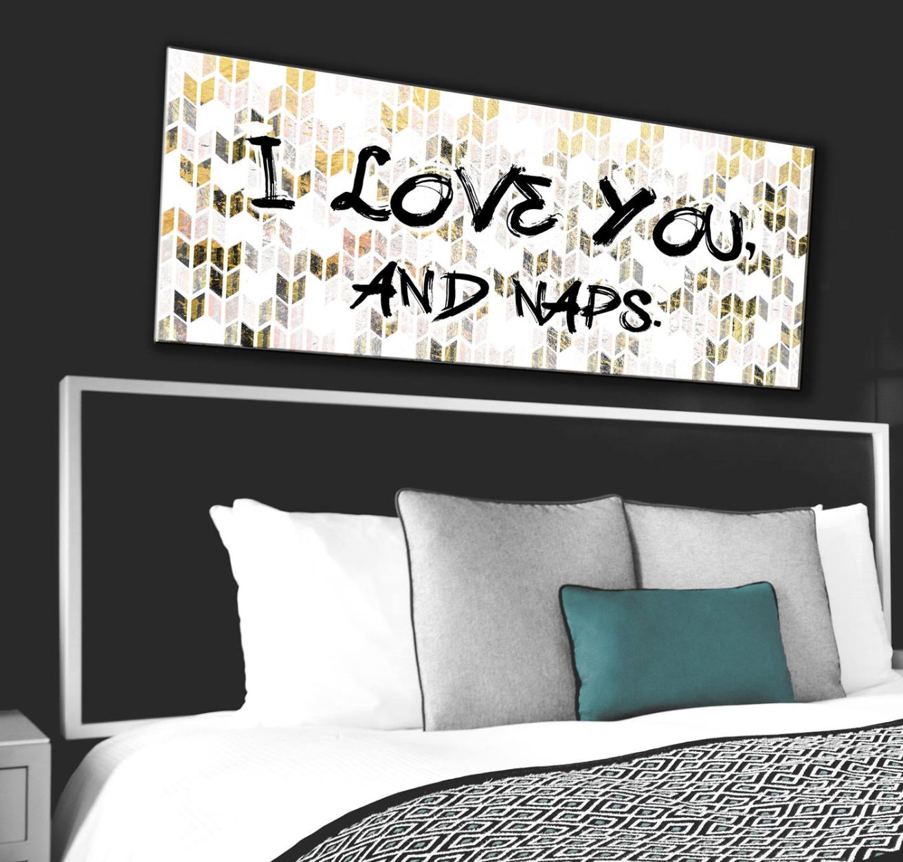 Exclusive Bedroom Wall Art: Love And Naps Luxe Art with Wood Frame, Ready To Hang - Buy 2 Get 20% Off
