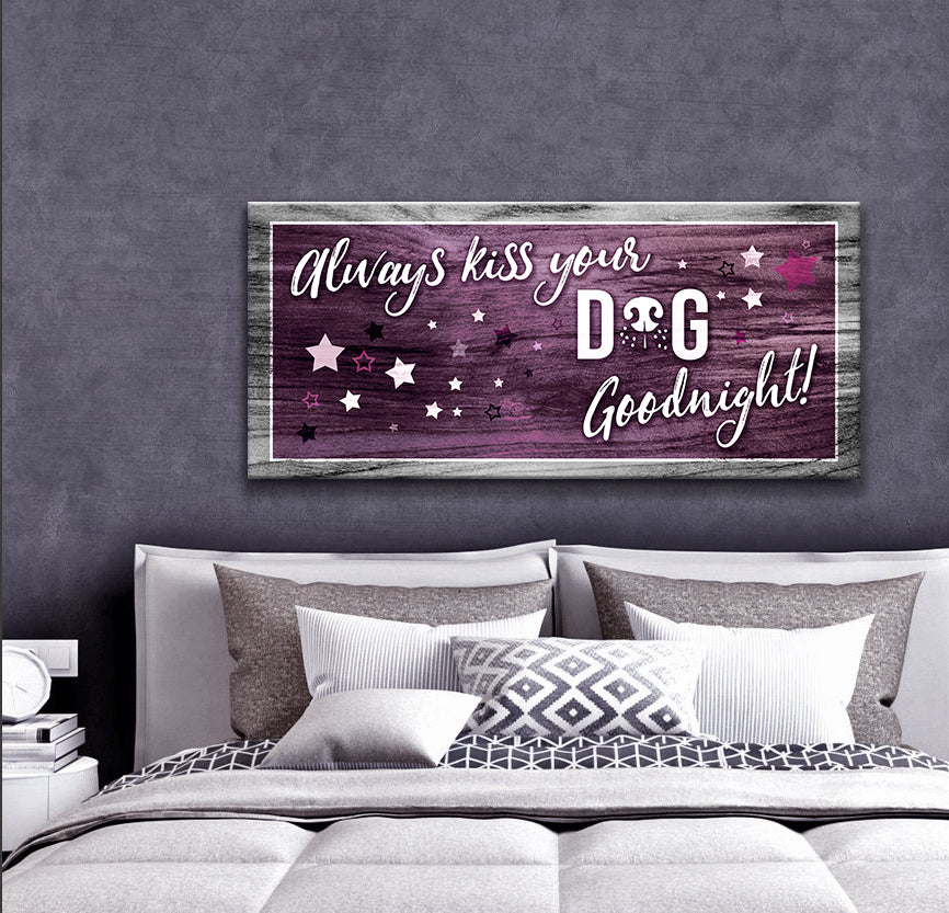 Hot Deal! Pet Wall Art - 'Always Kiss Your Dog Goodnight' with Wood Frame, Ready to Hang