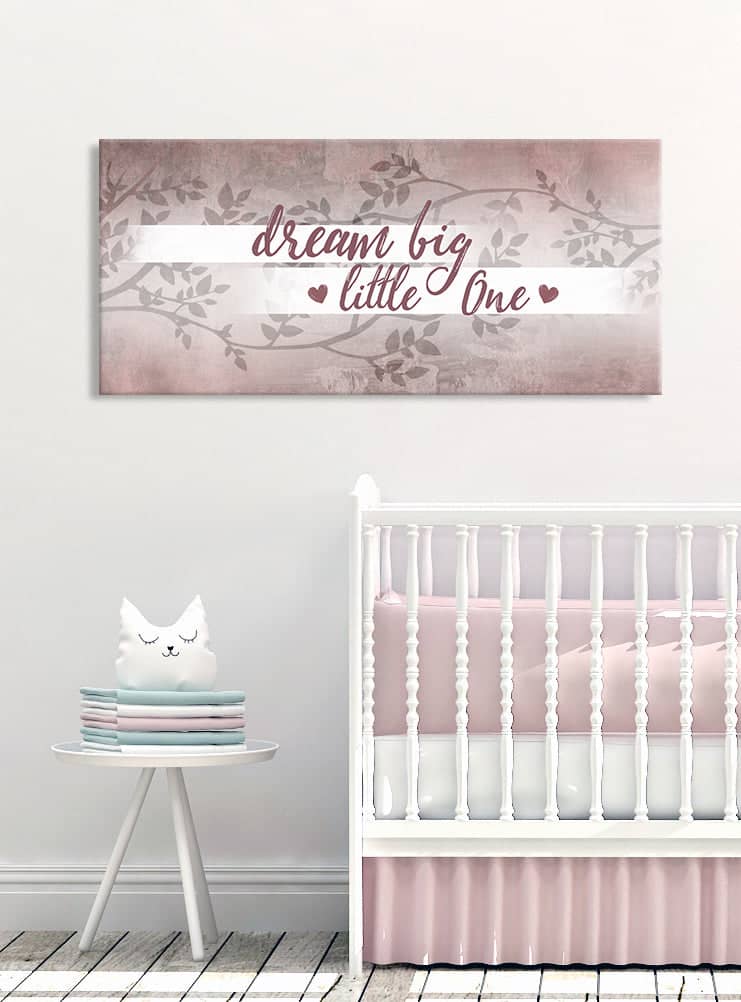 High - Quality Wood - Framed Baby Room Wall Art: Dream Big Little One, Ready To Hang