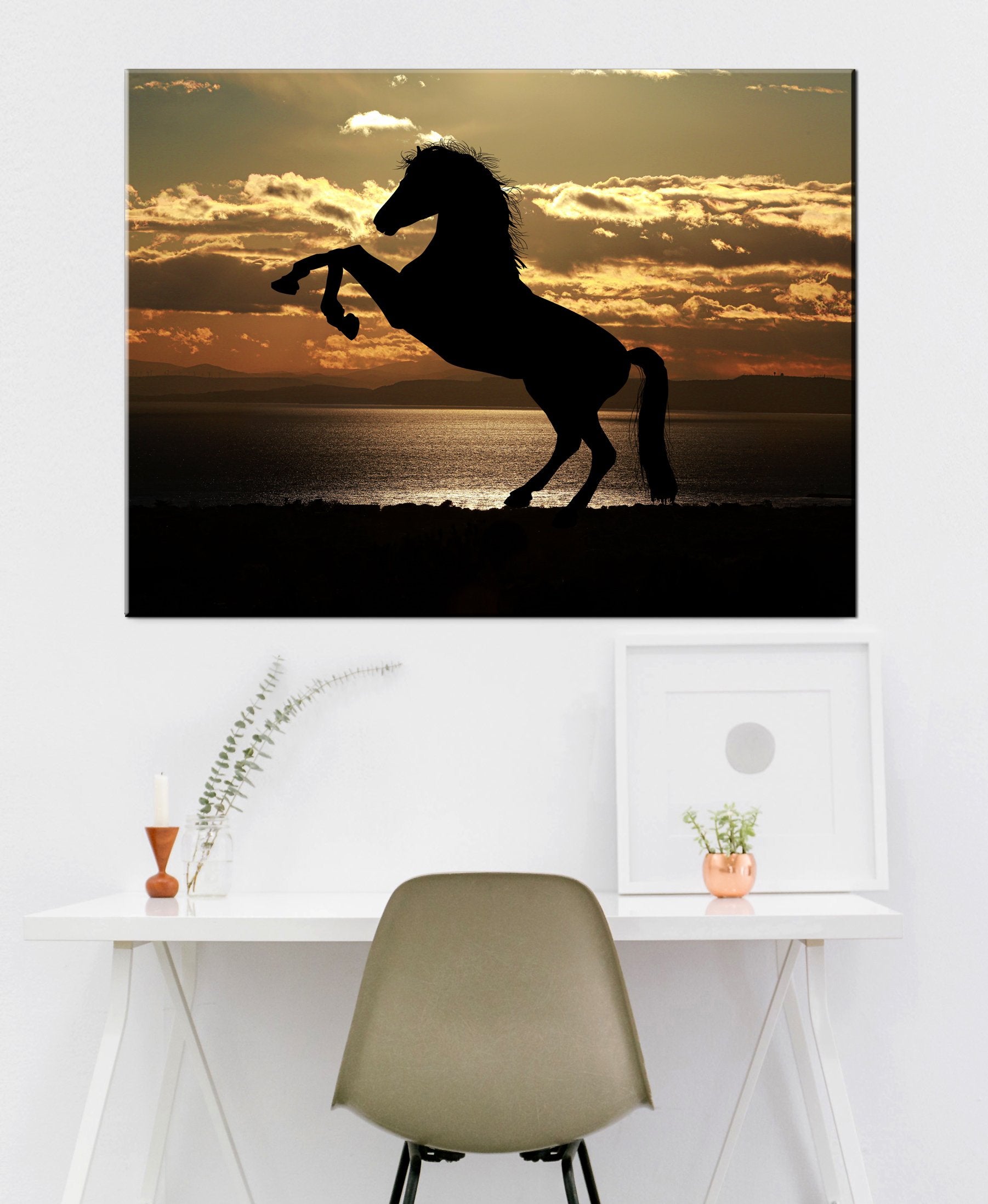 Exclusive Offer! High - Quality Farm Wall Art: Ready - to - Hang Horse Silhouette with Wood Frame