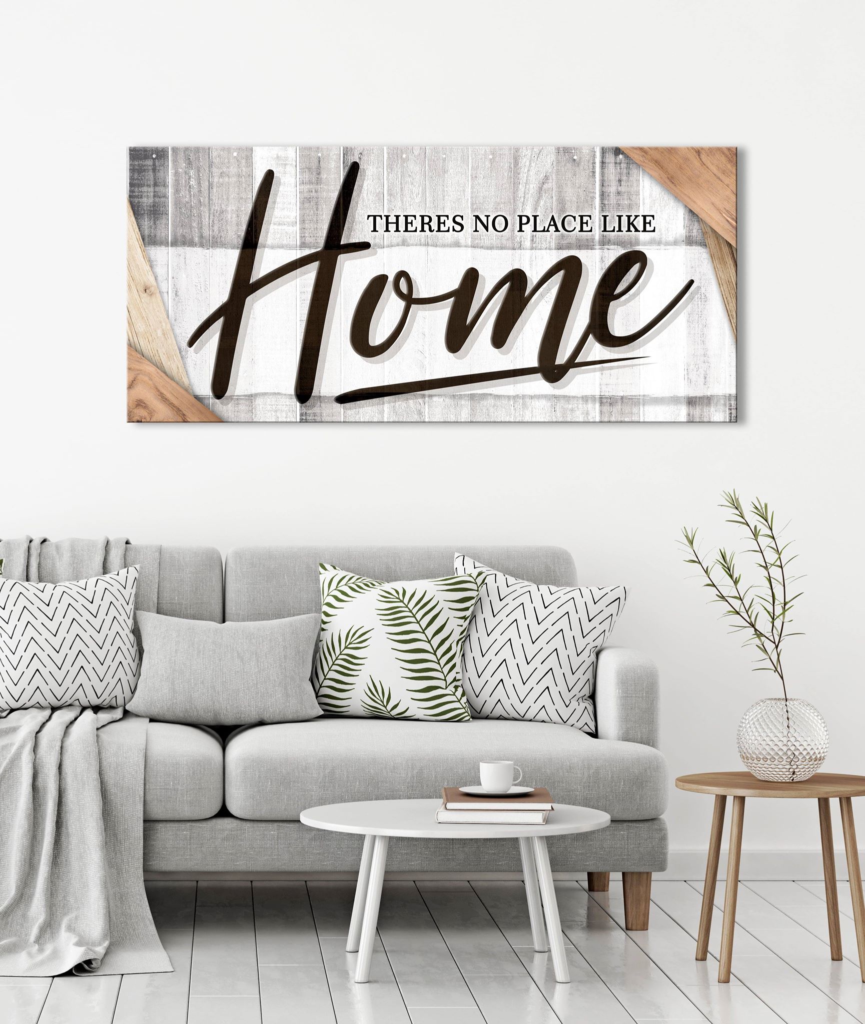 High - quality 'There's No Place Like Home' Wall Art V7 with Wood Frame, Ready to Hang