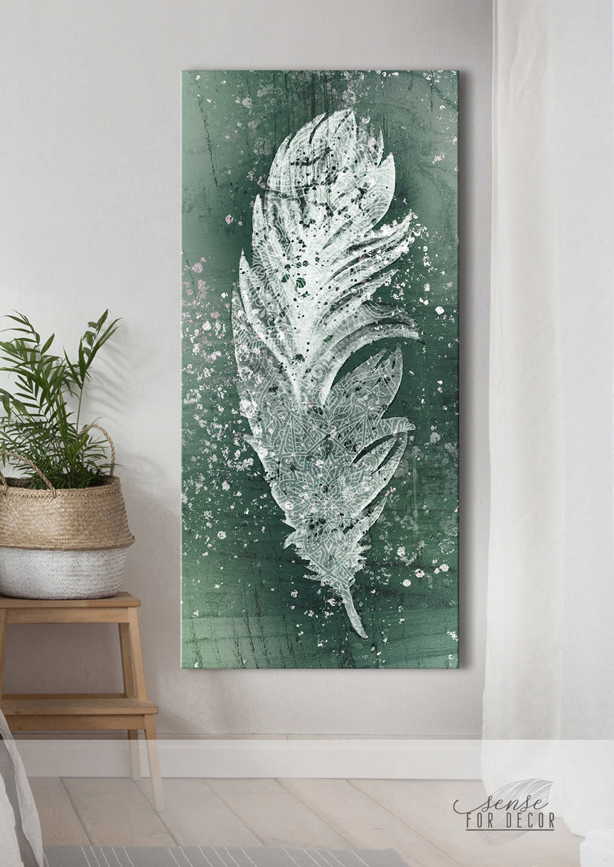 Boho Big Feather Wall Art (Wood Frame, Ready To Hang) - 20% Off on 2+