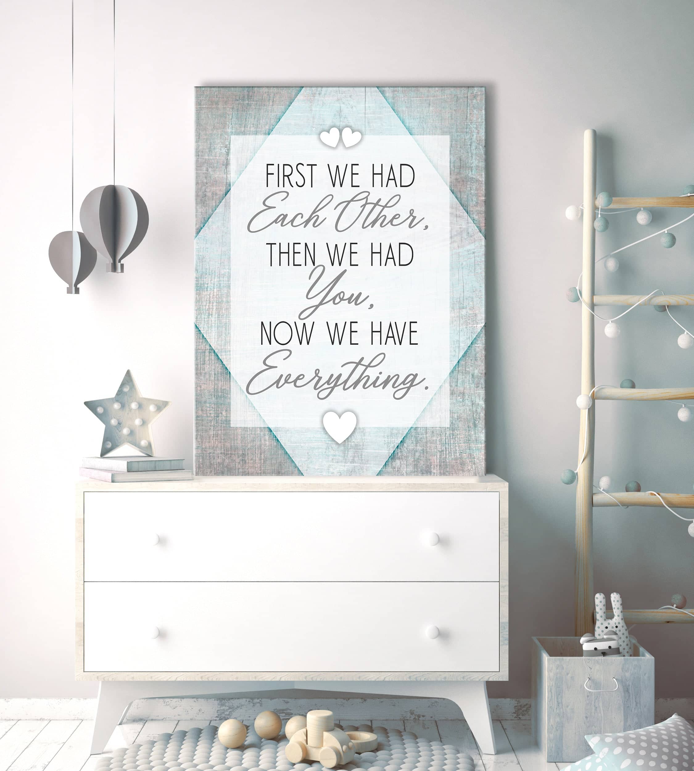 Exclusive Baby Room Wall Art - 'First We Had Each Other' with Wood Frame, Ready to Hang