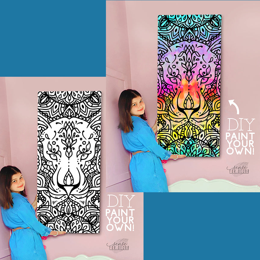DIY Lion Canvas Wall Art with Wood Frame (Ready to Hang) - Buy 2 Save 20%