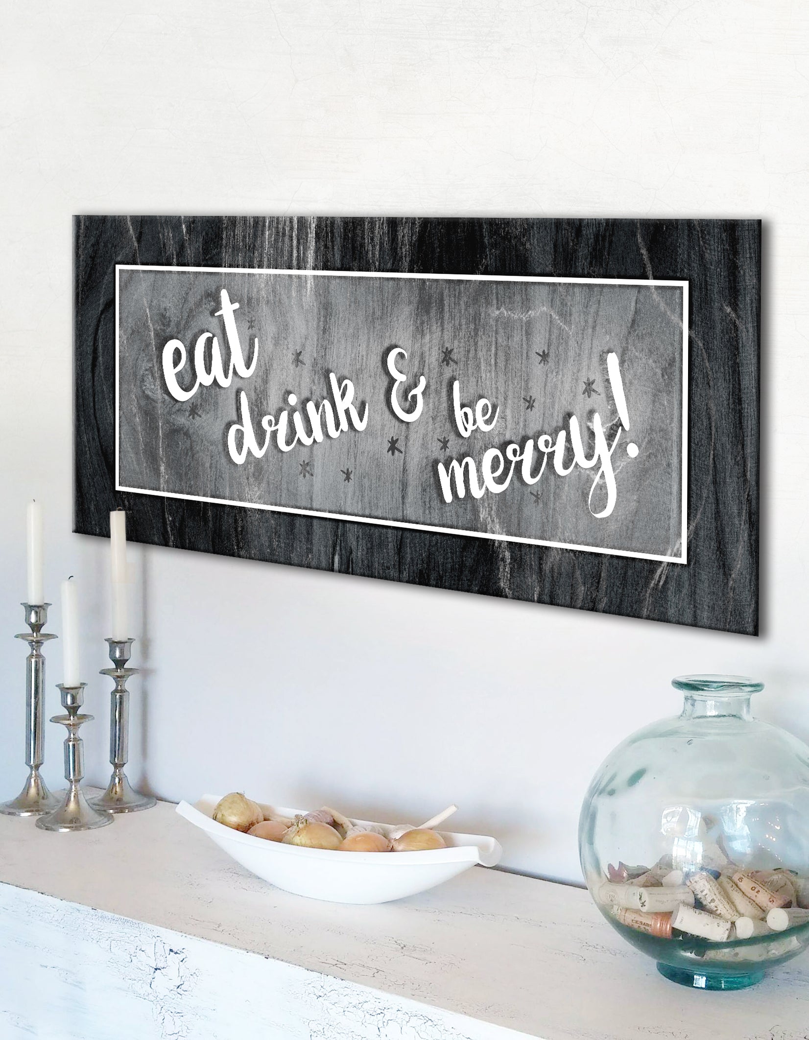 Ready-To-Hang Wood-Frame Kitchen Wall Art: Eat, Drink, and Be Merry