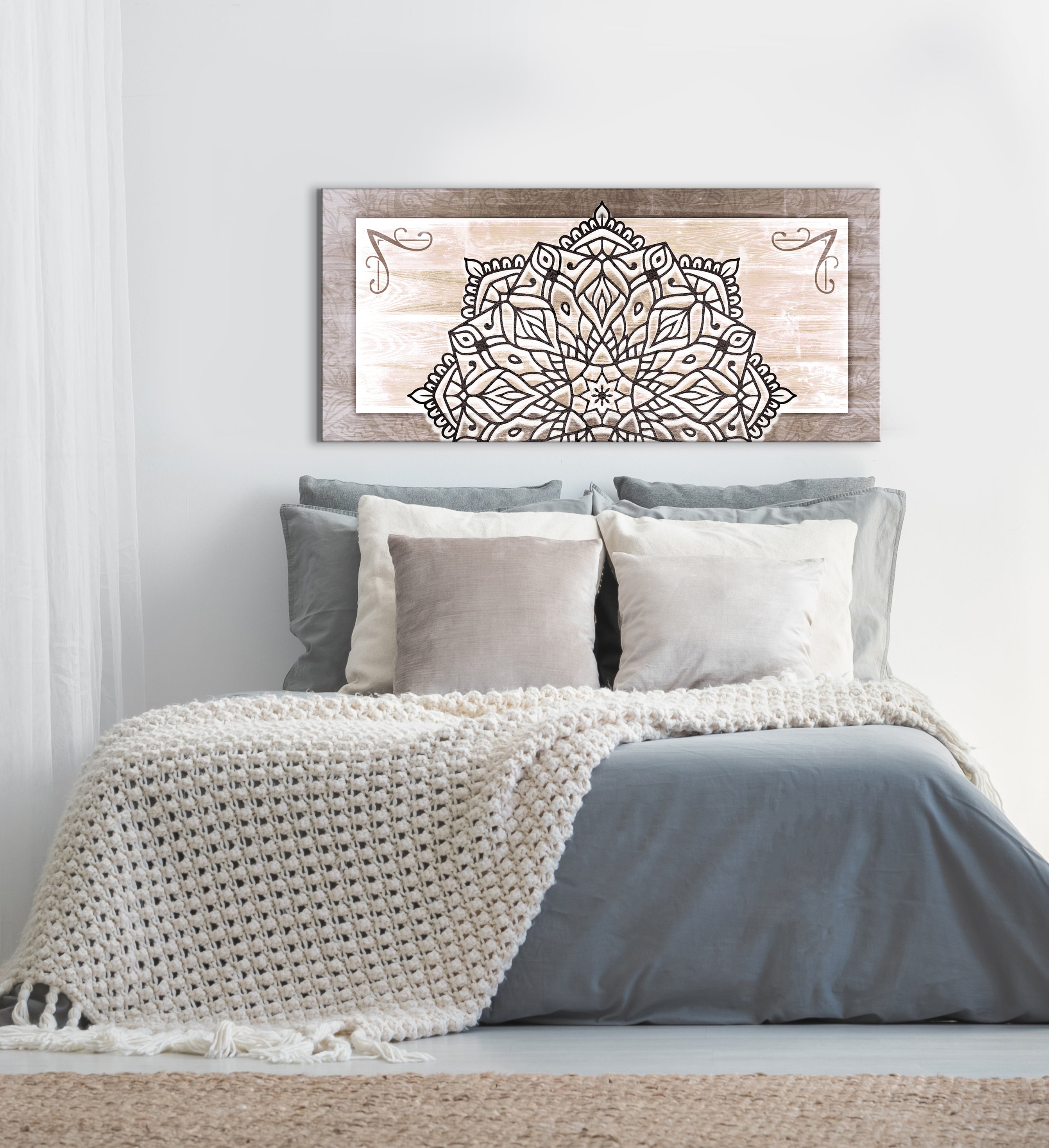 Exclusive Boho Mandala Wall Art V5 with Wood Frame - Ready to Hang! Buy 2, Save 20%