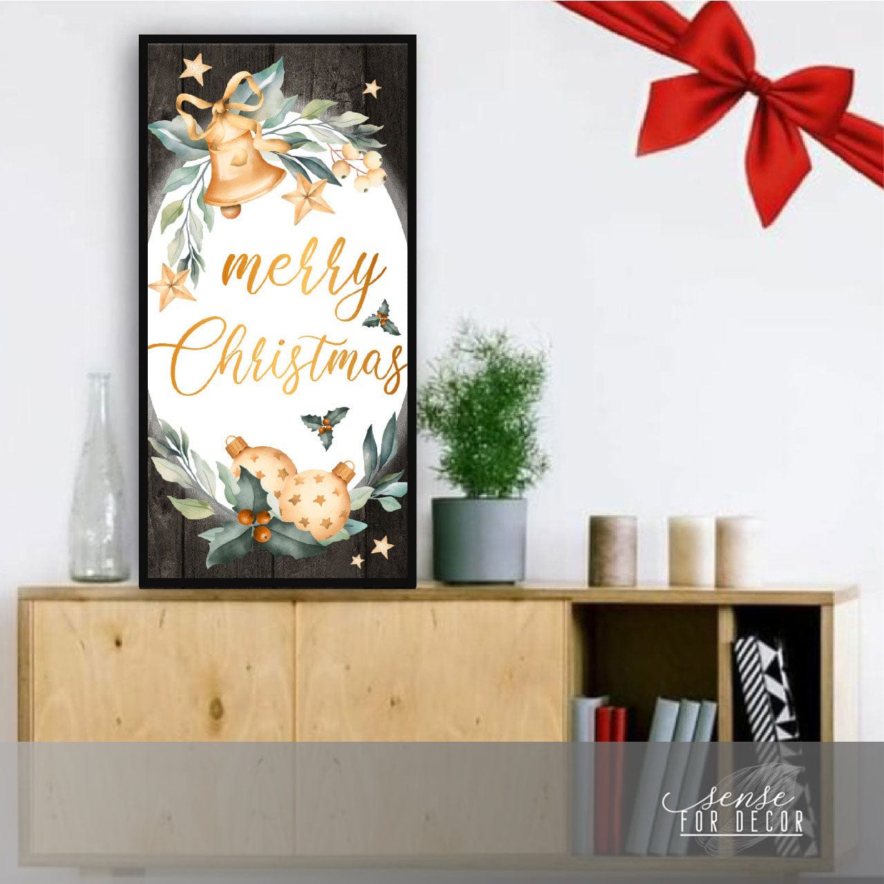 High - Quality Merry Christmas V3 Holiday Wall Art with Wood Frame, Ready to Hang