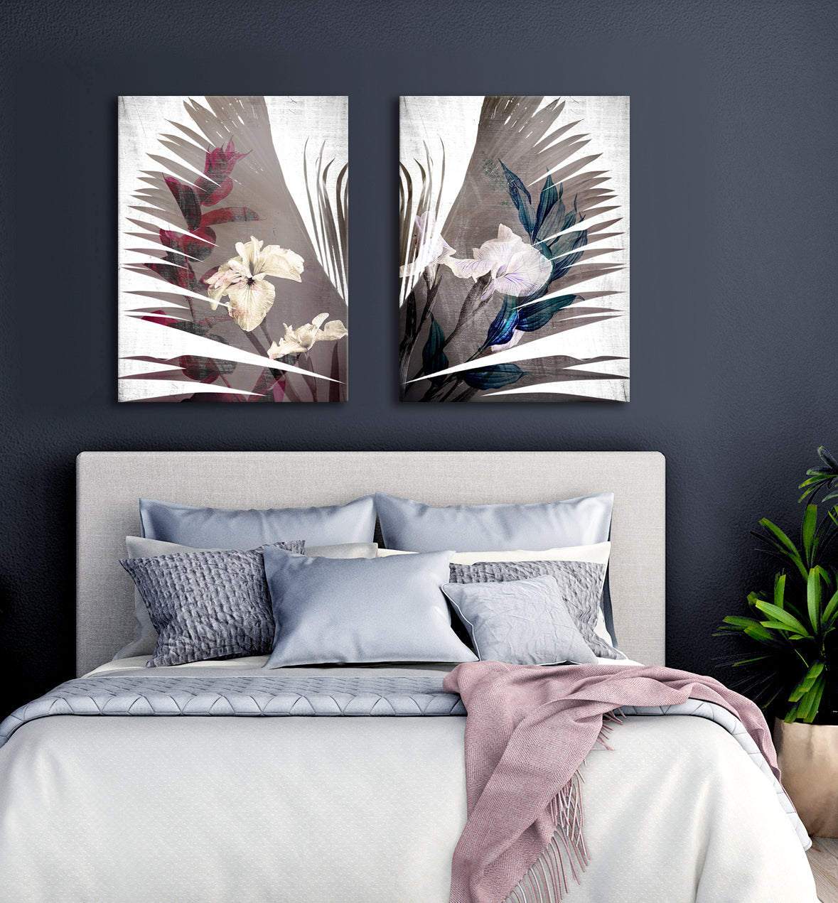 Exclusive! Ready-to-Hang Wood-Frame Leaves Floral Wings Home Wall Art