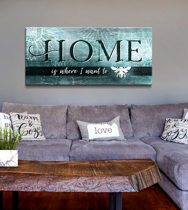 High - Quality Wood - Framed Wall Art: Home is Where I Want to BEE (Ready to Hang)