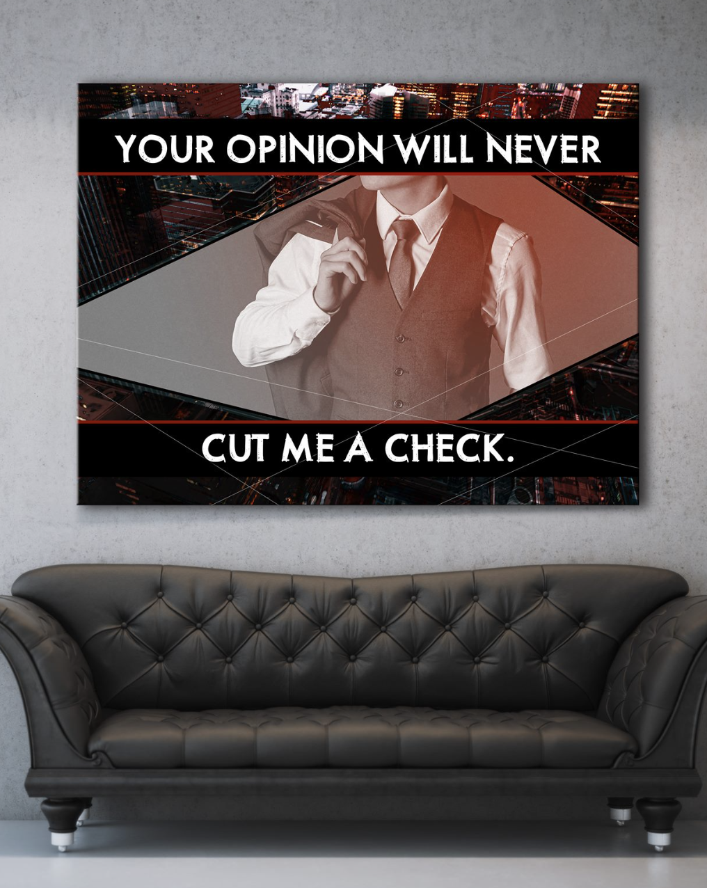 Hot Deal! Business Wall Art - Stunning 'Cut Me A Check' Canvas with Wood Frame, Ready To Hang