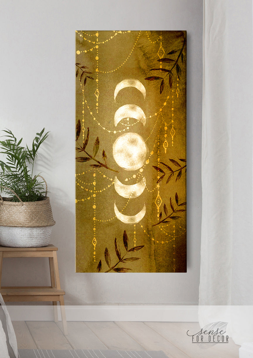 Hot! Boho Moon Phases Wall Art V3 with Wood Frame, Ready to Hang