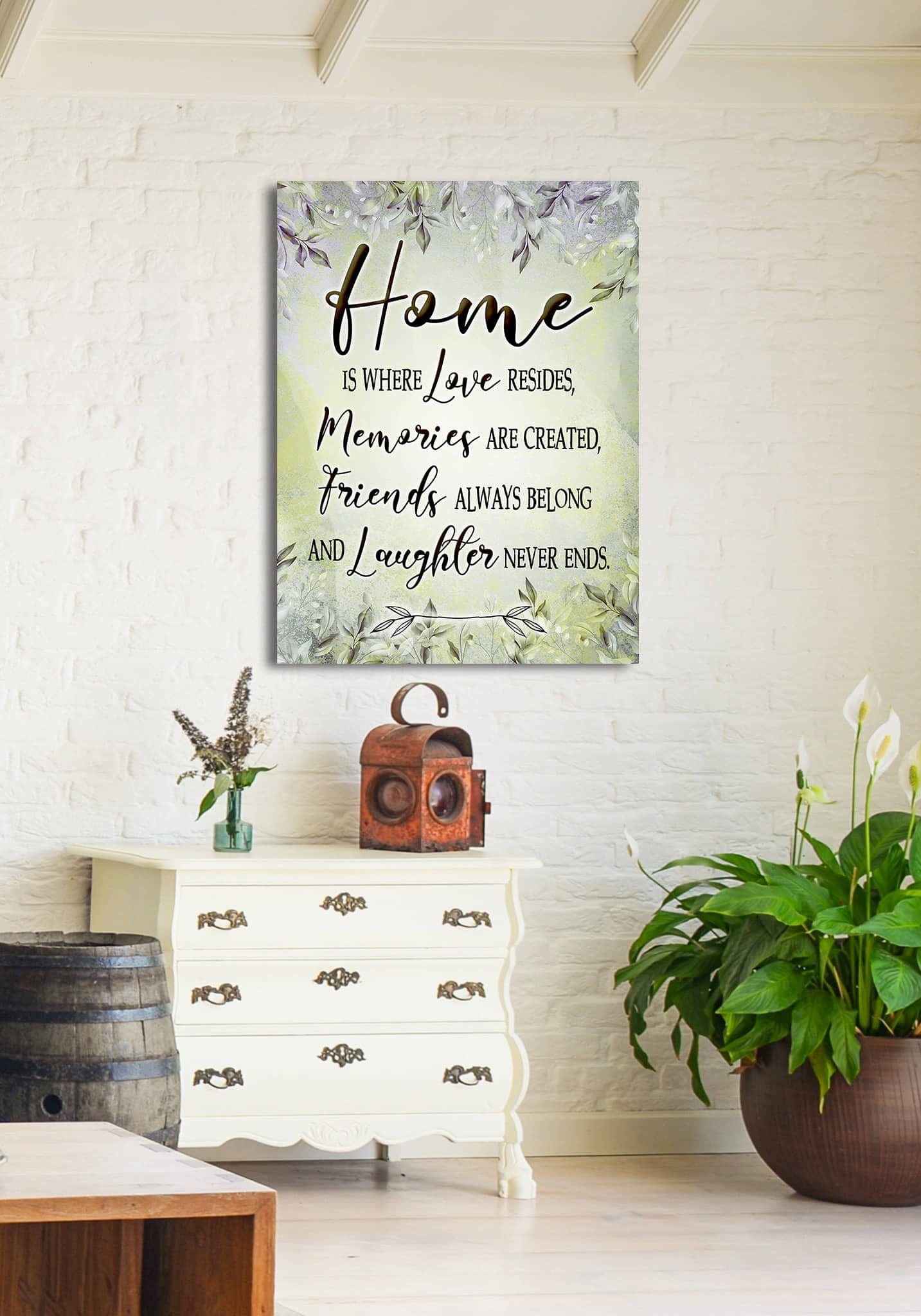 High - Quality Wood - Framed Home Wall Art: 'Home Is Where Love Resides' V4 (Ready To Hang)