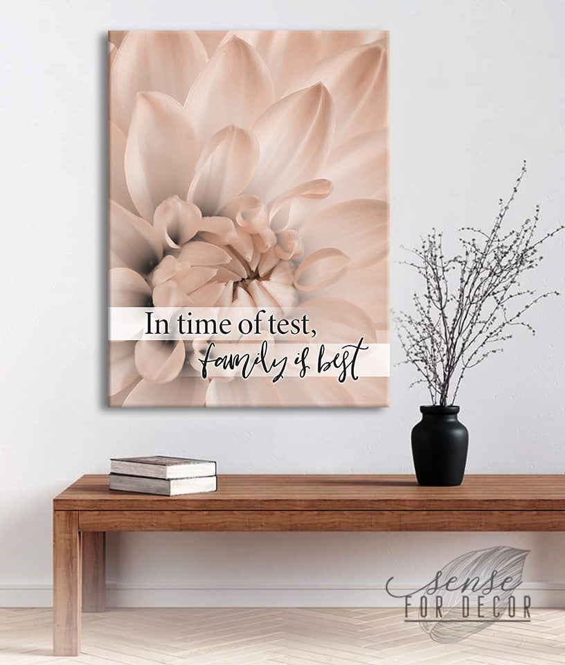 Exclusive Family Wall Art: 'In The Time Of Test, Family Is The Best' V2 with Wood Frame (Ready To Hang), Buy 2 Save 20%