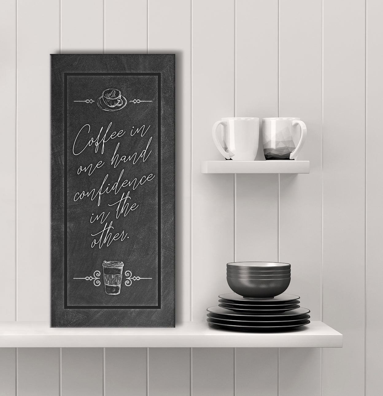 High - Quality Wood - Framed Ready - to - Hang Coffee Wall Art: Coffee in One Hand
