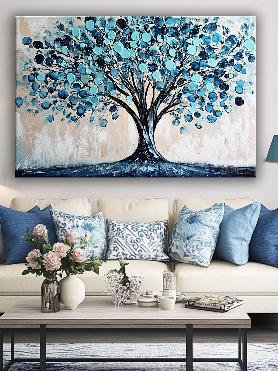 Blue Tree Nature Wall Art: High - Quality, Vibrant Canvas for Your Wall