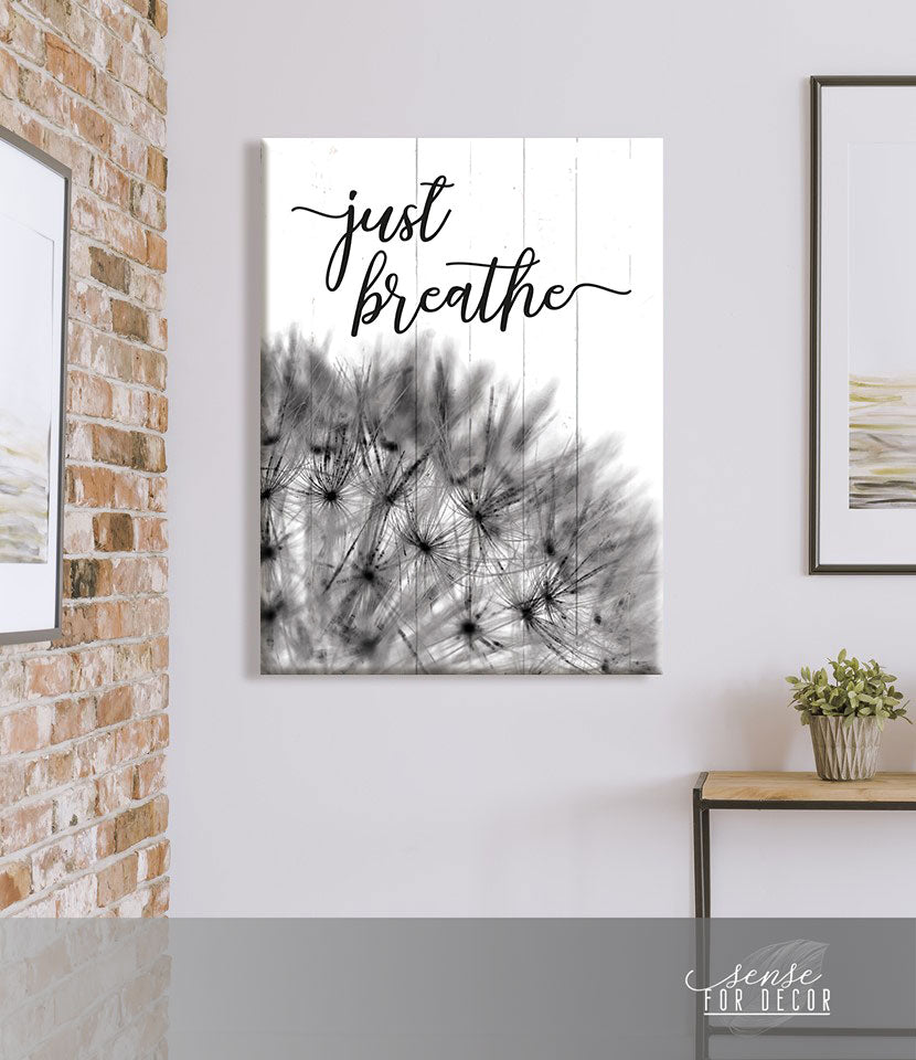 High - Quality Ready - To - Hang 'Just Breathe V11' Home Wall Art with Wood Frame