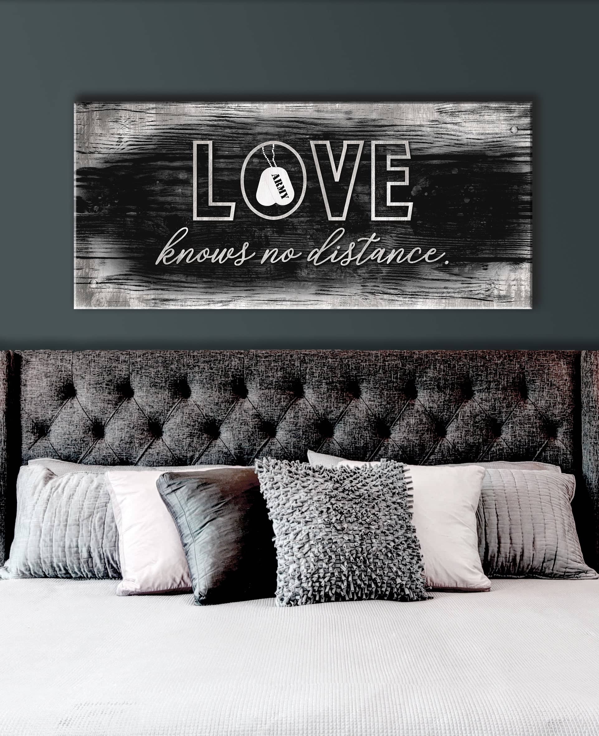Hot! Bedroom Wall Art - Love Knows No Distance (Wood Frame, Ready To Hang)