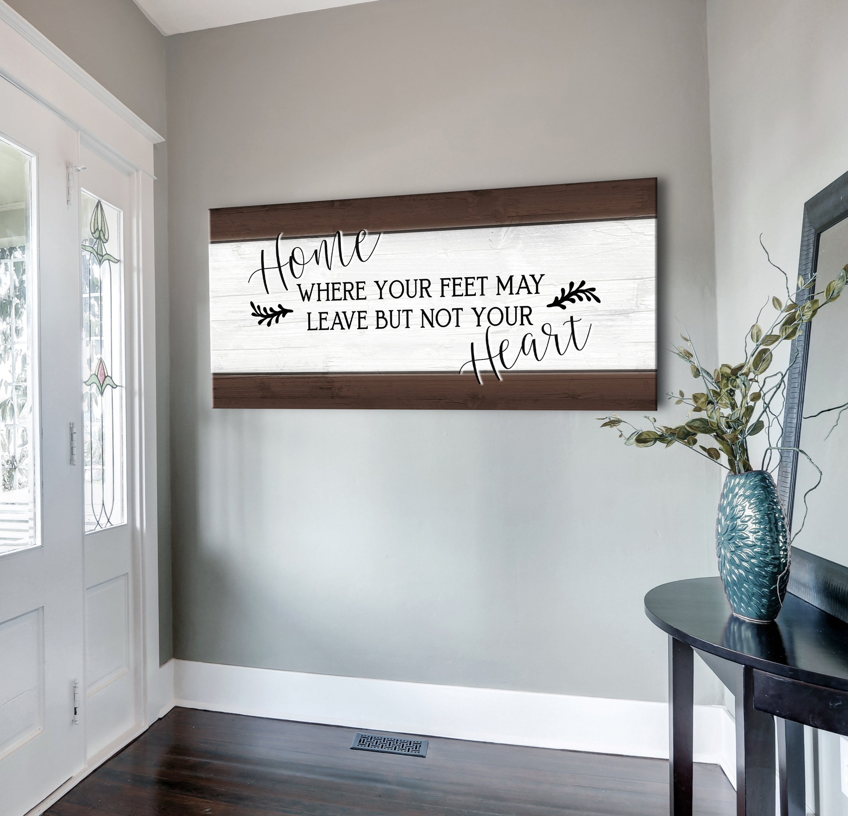 Ready-to-Hang Wood Frame Home Wall Art: Home Where Your Feet May Leave V2