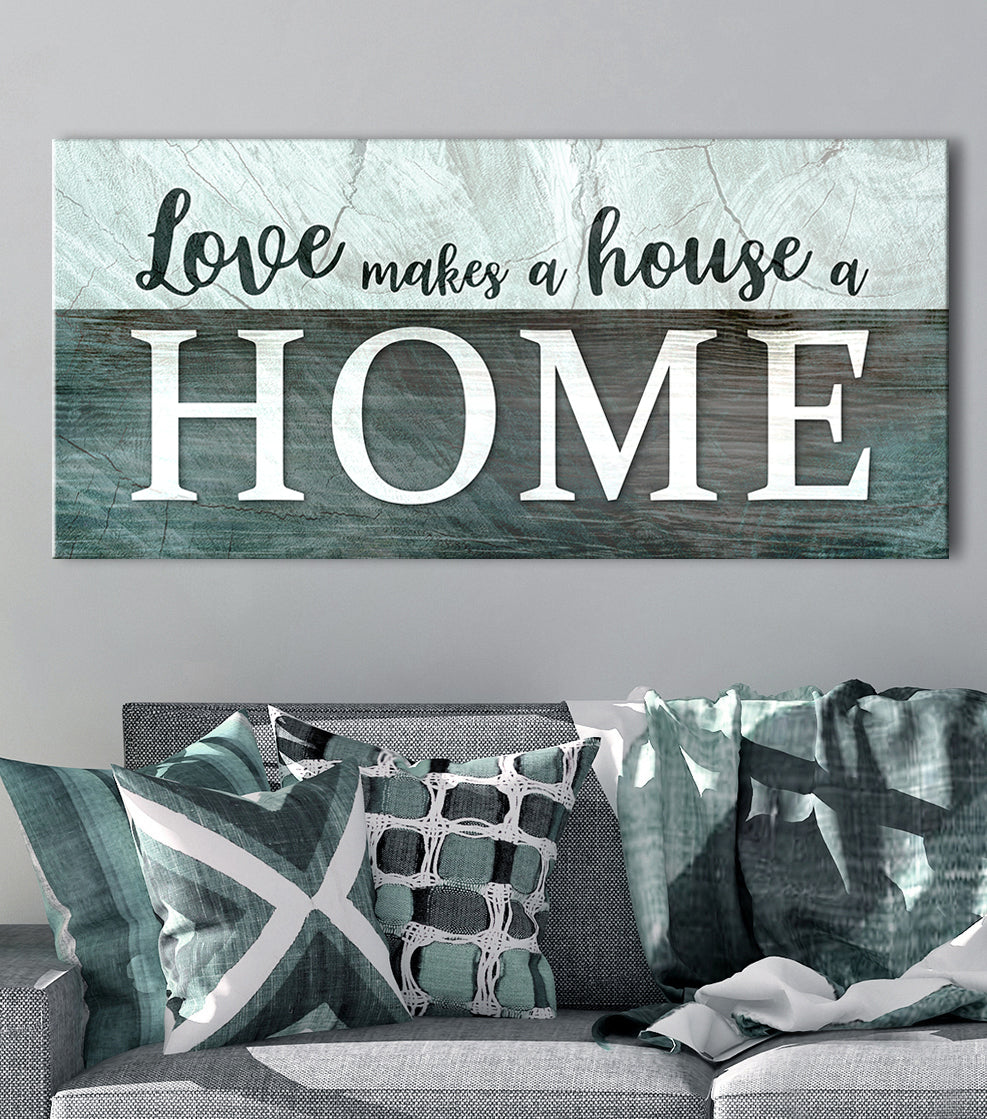 High - Quality Wood - Framed Wall Art: Love Transforms House into Home V4 (Ready to Hang)