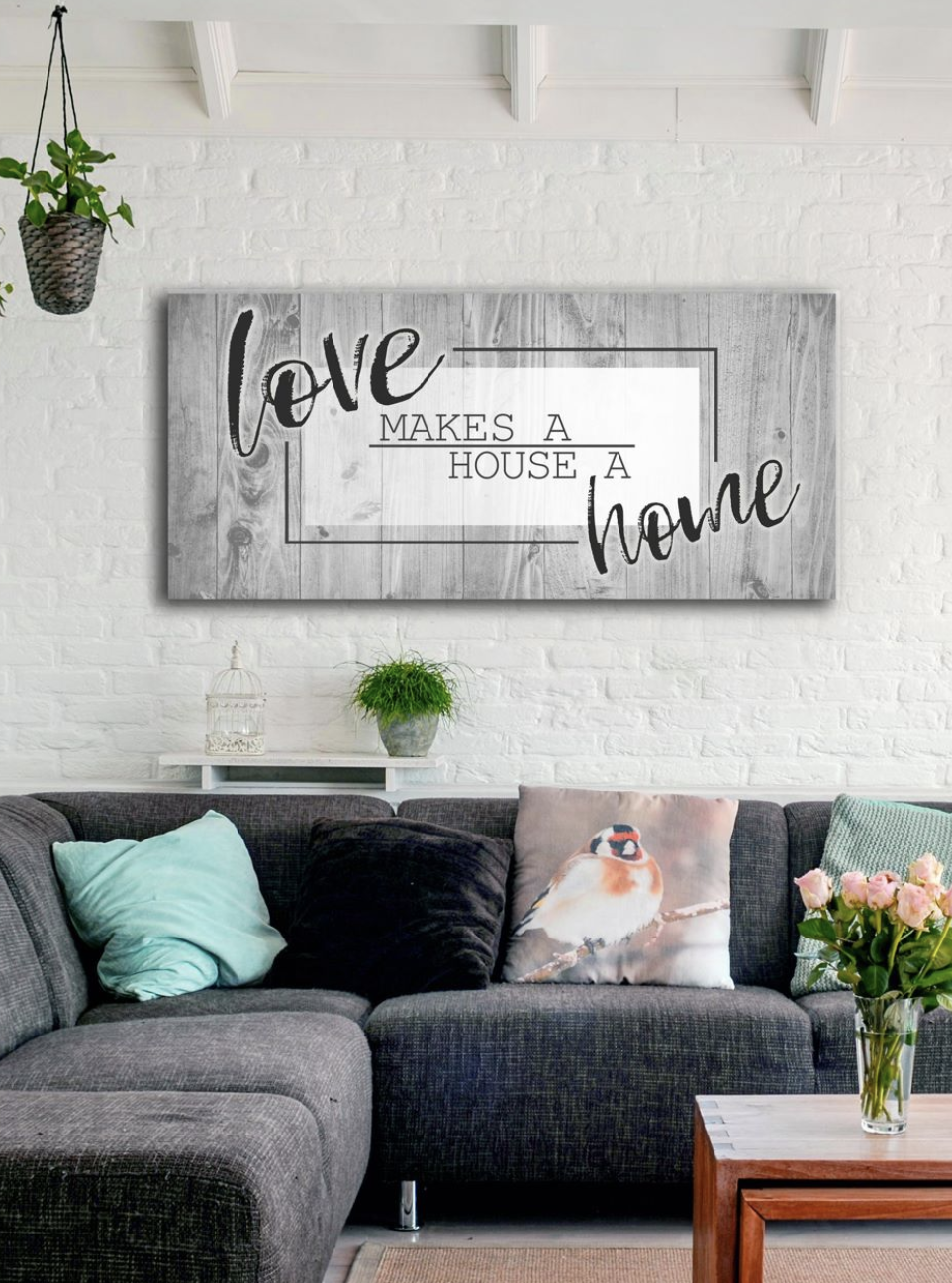 High - Quality Bedroom Wall Art: Love Makes A Home with Wood Frame, Ready to Hang
