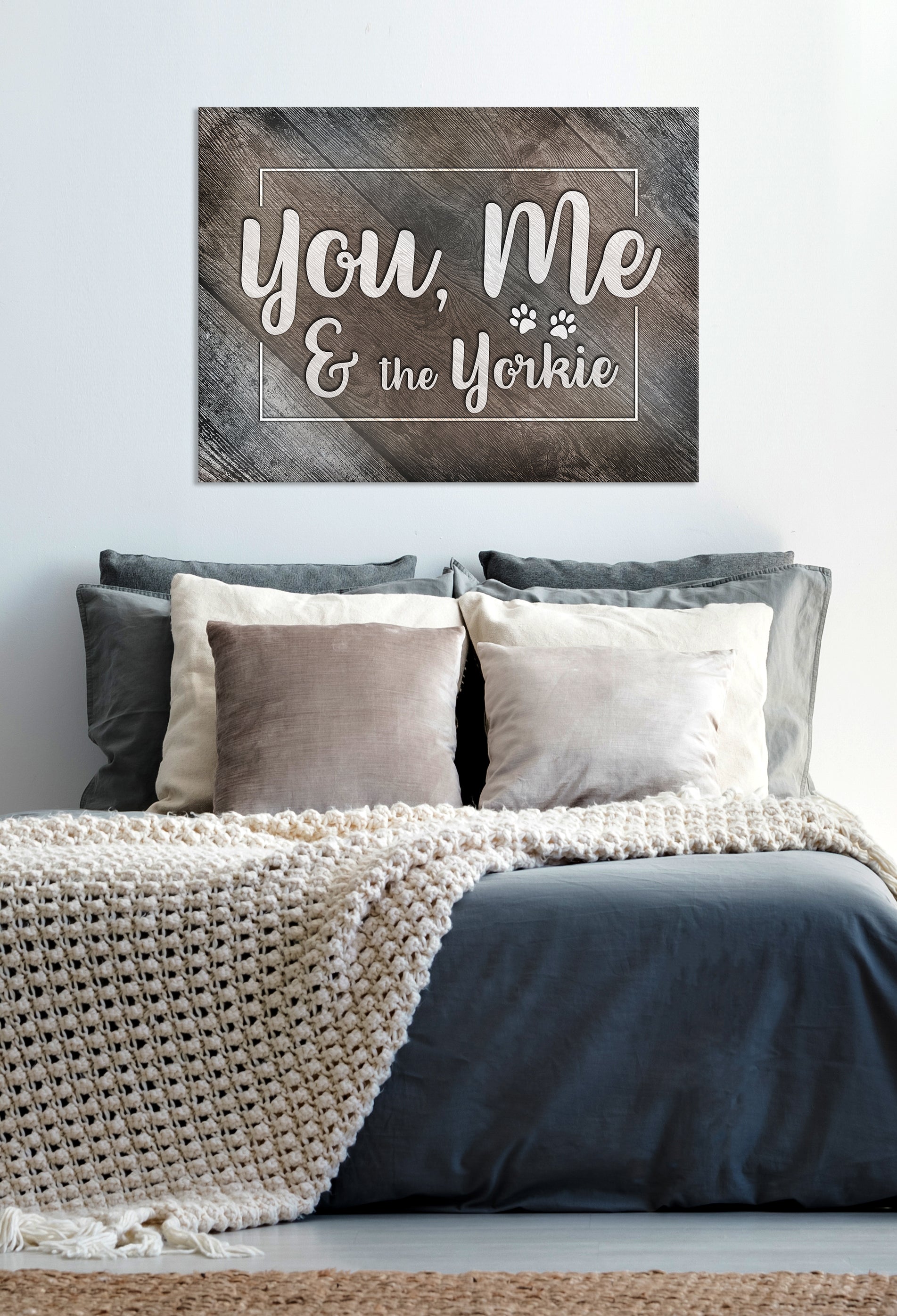 Exclusive Pet Wall Art: 'You, Me and the Yorkie' in Wood Frame - Ready to Hang!