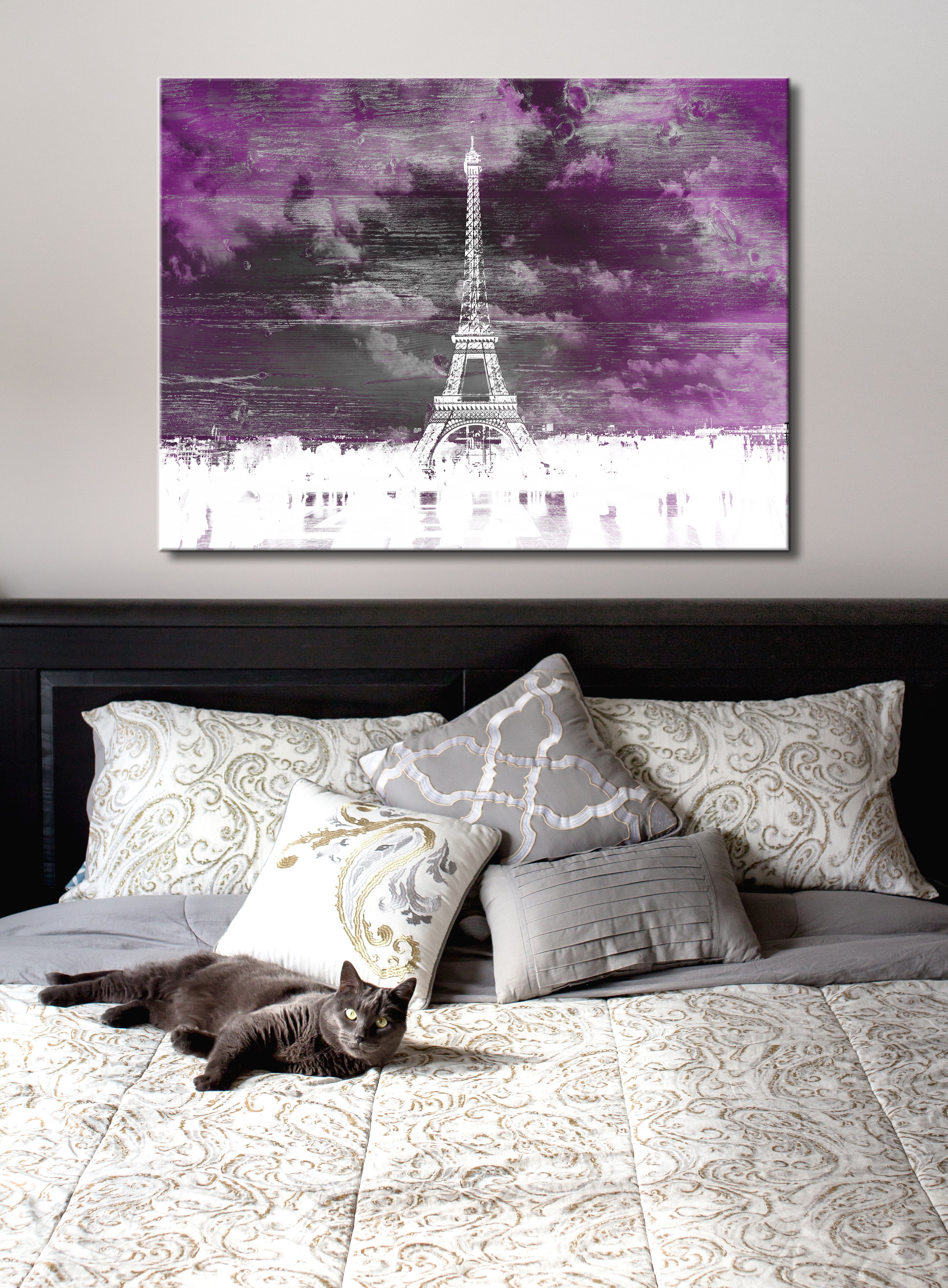 Elegant Paris White Silhouette Artwork with Wood Frame, Ready to Hang
