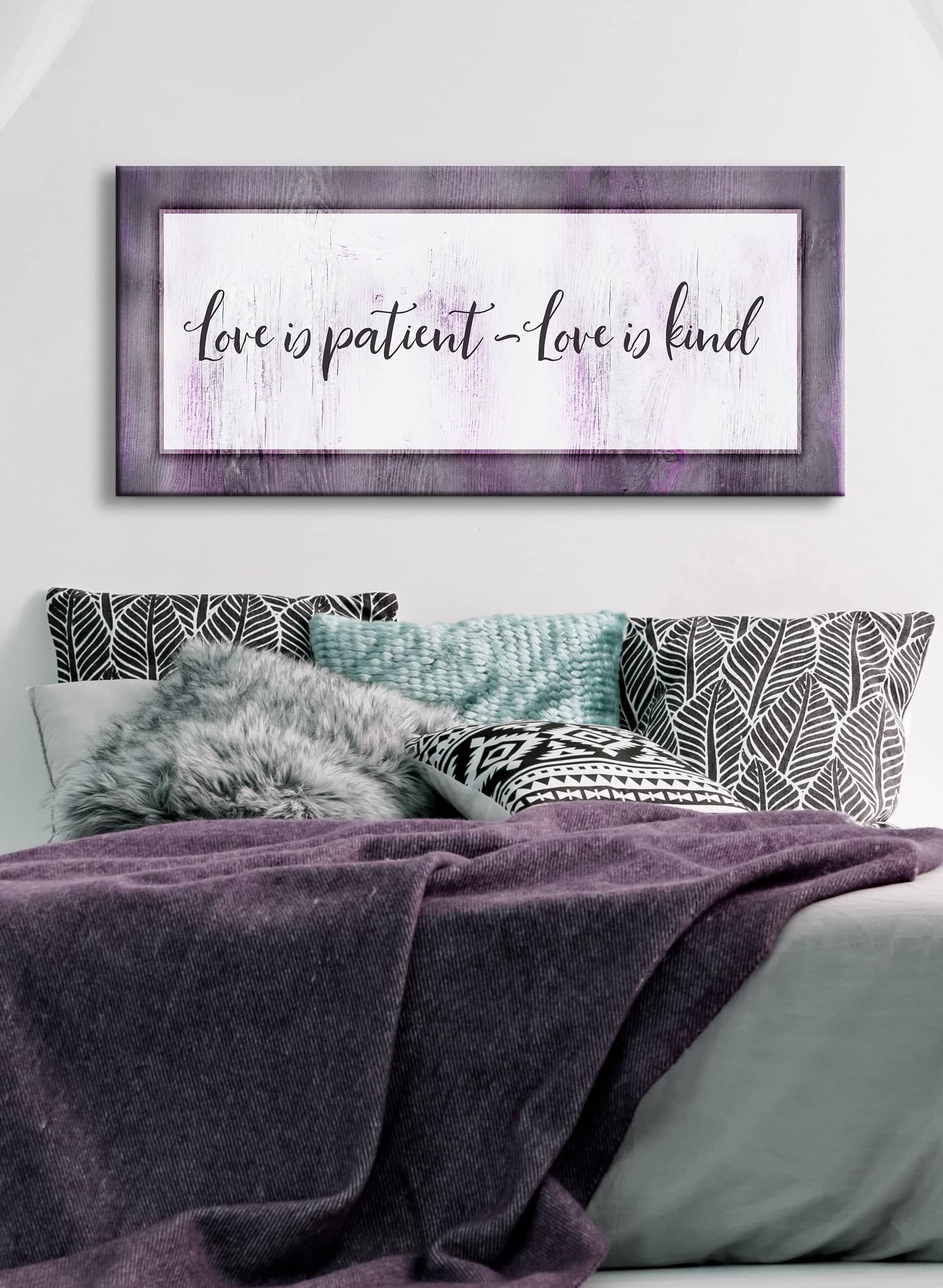 Ready-to-Hang Wood-Frame Bedroom Wall Art: Love Is Patient, Love Is Kind V2