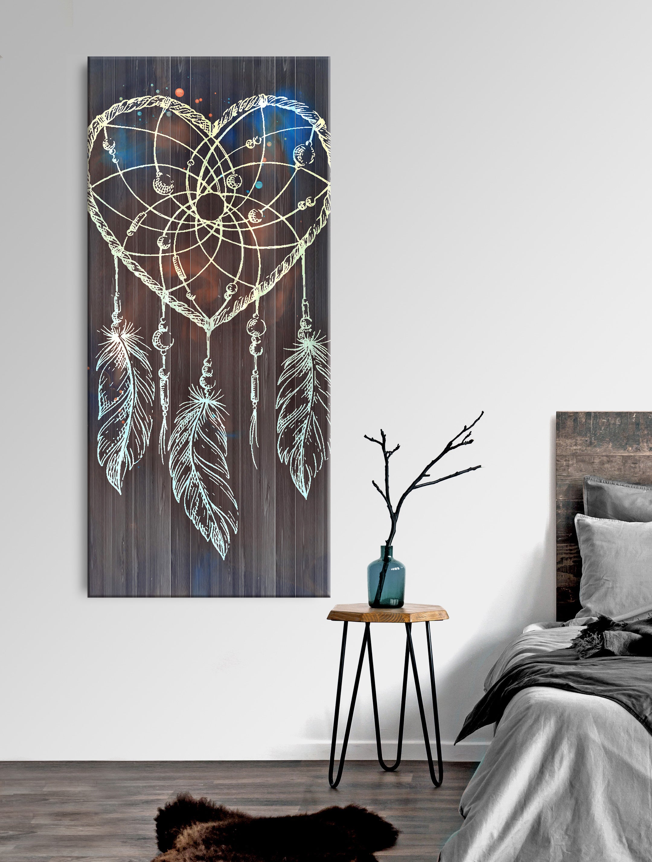 High - quality Boho Heart Wall Art with Wood Frame, Ready to Hang