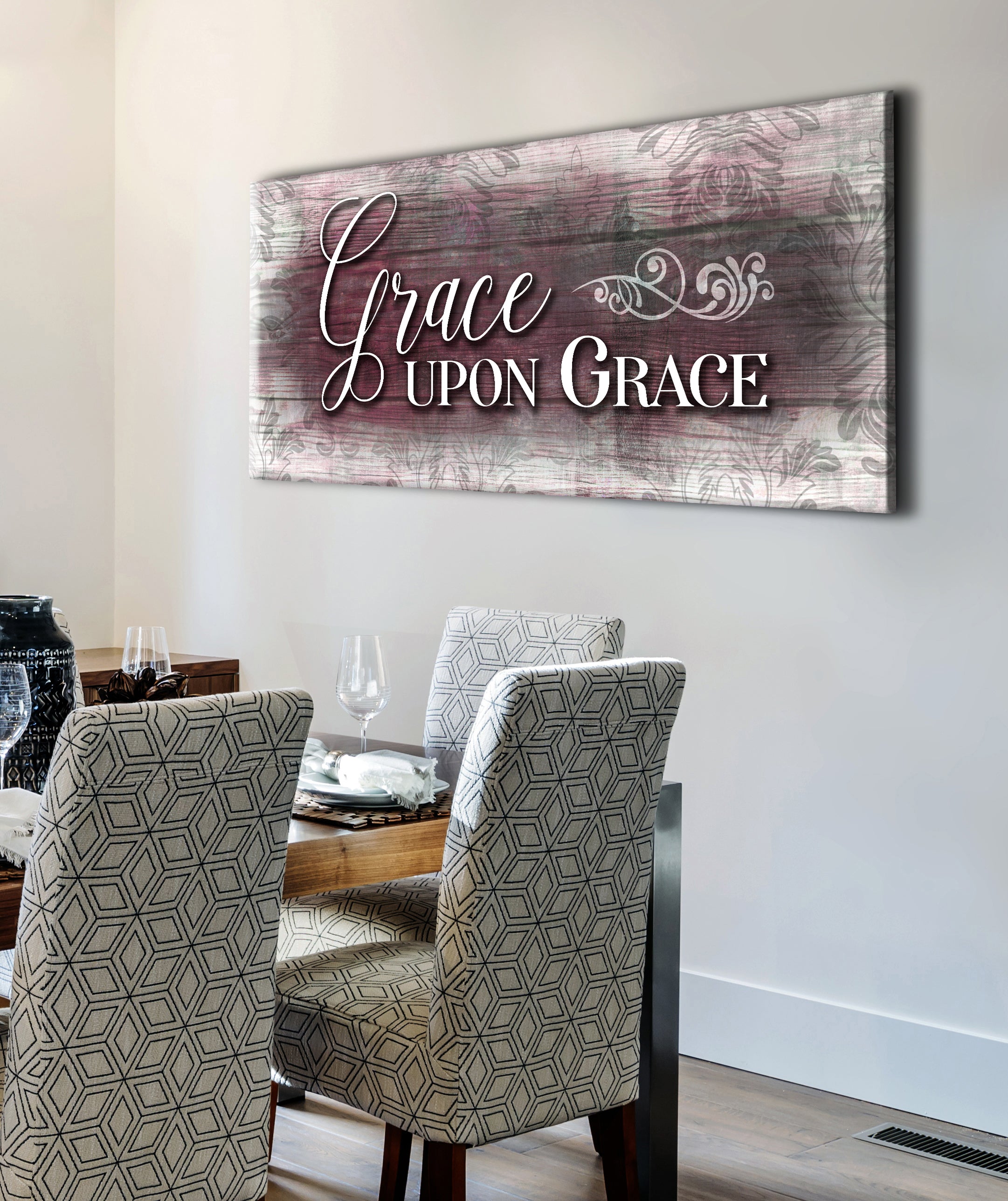 Christian Wall Art: Grace Upon Grace - Wood Frame, Ready to Hang! Buy 2, Save 20%