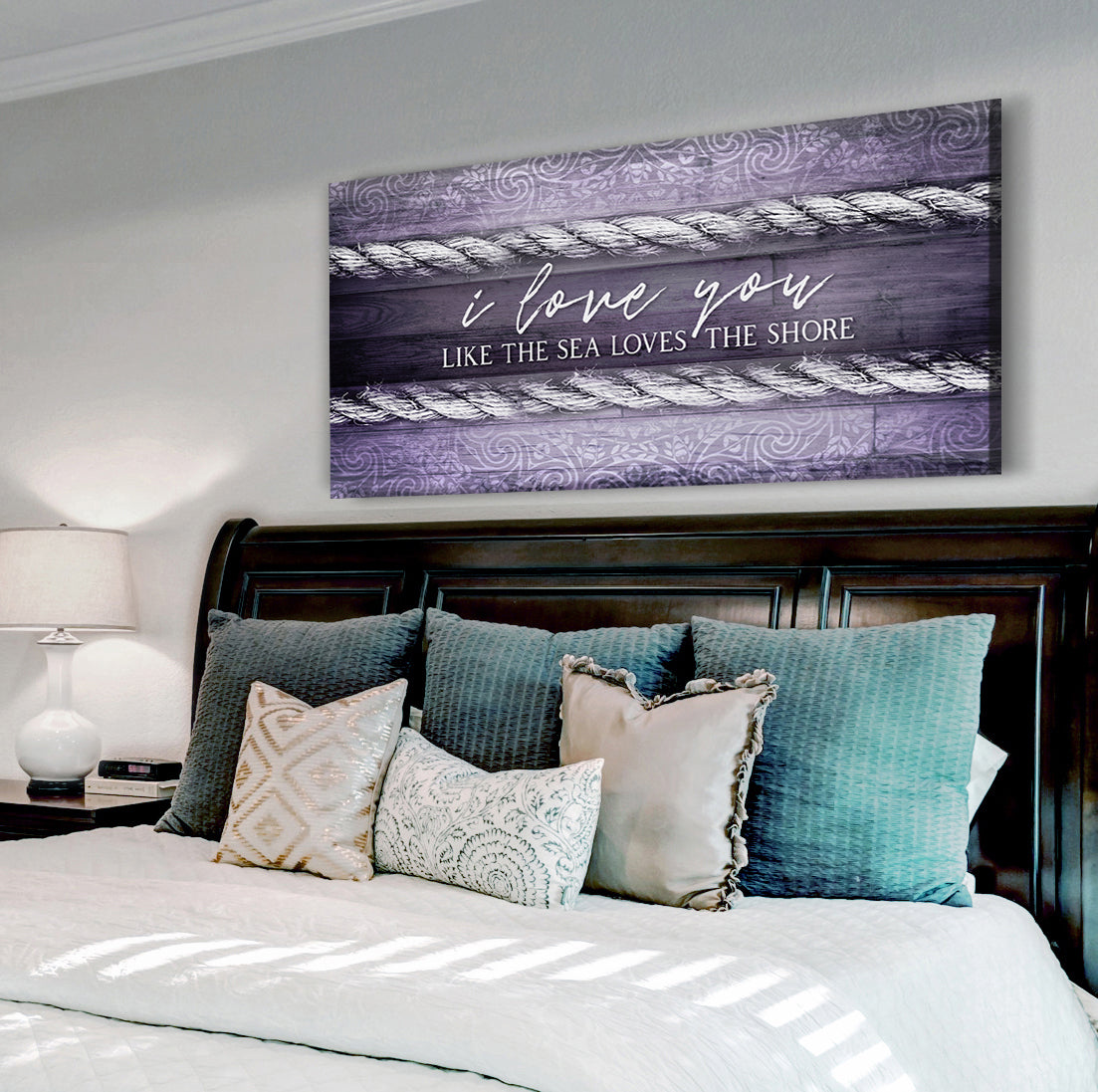 Exclusive Couples Wall Art: 'I Love You Like the Sea Loves the Shore' with Wood Frame, Ready to Hang - Buy 2 Save 20%