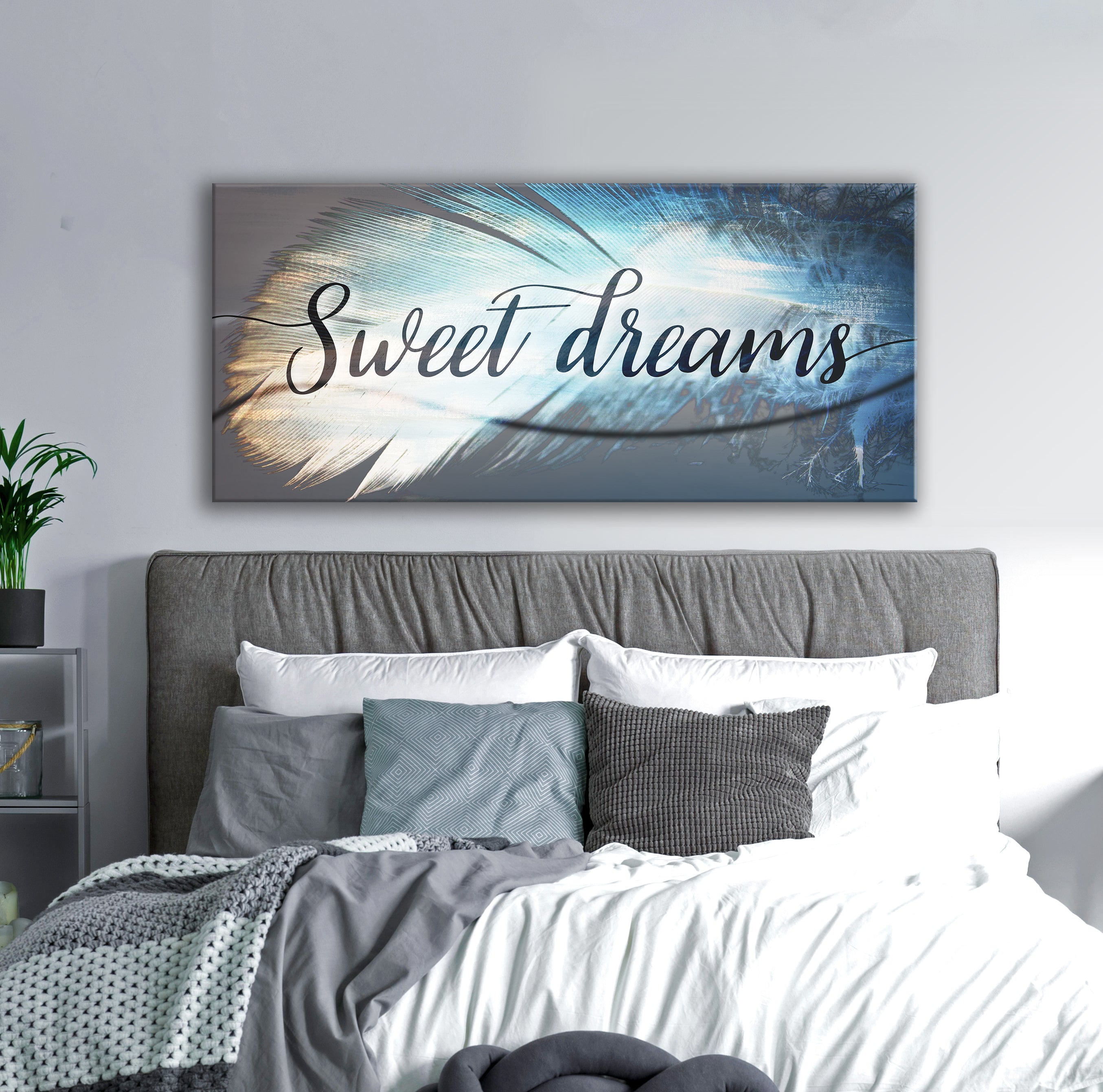 Hot Deal! Feather Wall Art - Sweet Dreams, Wood Frame Ready to Hang
