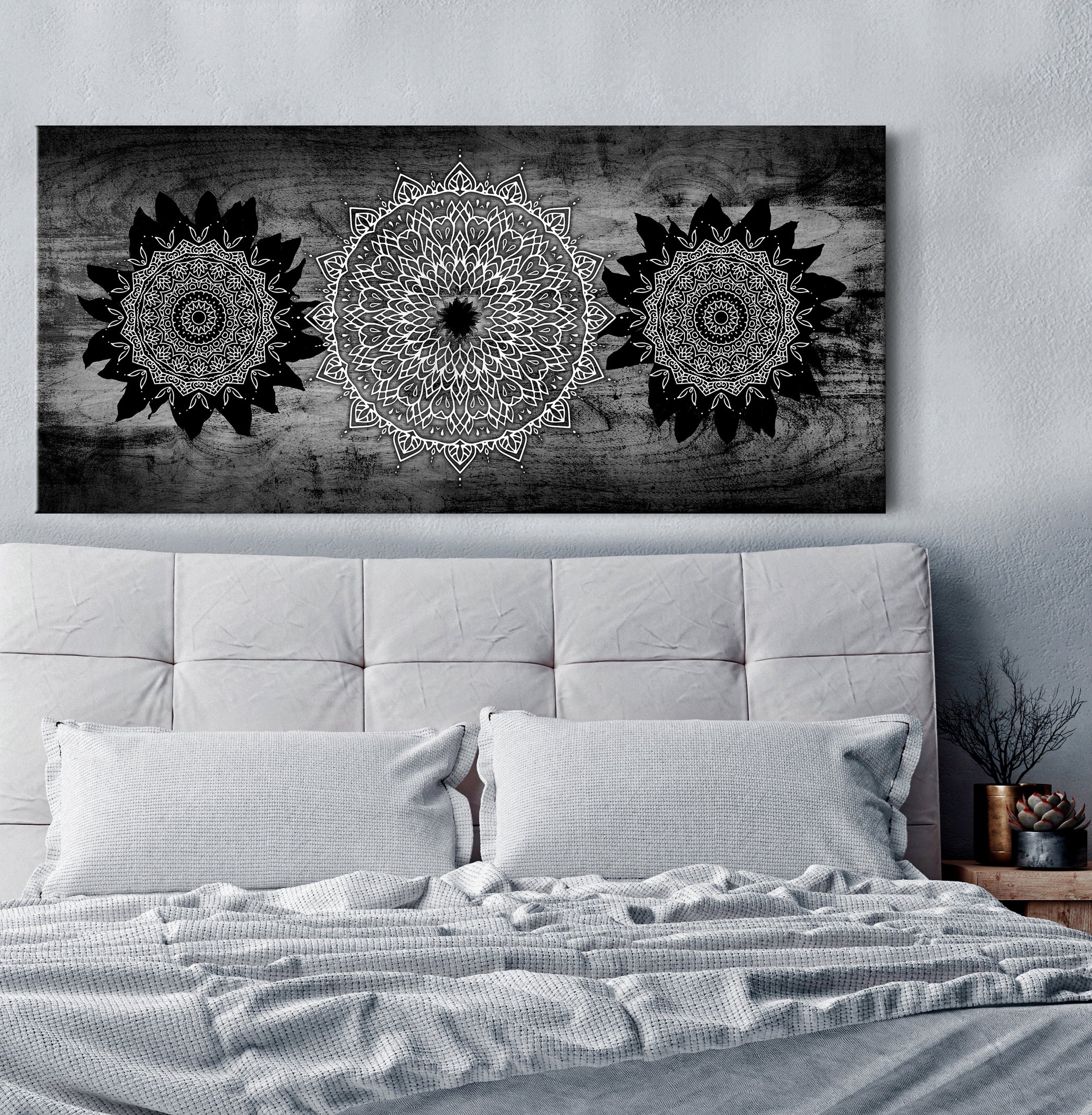 Boho Mandala Sunflowers Wall Art with Wood Frame - Ready to Hang! Buy 2 Save 20%