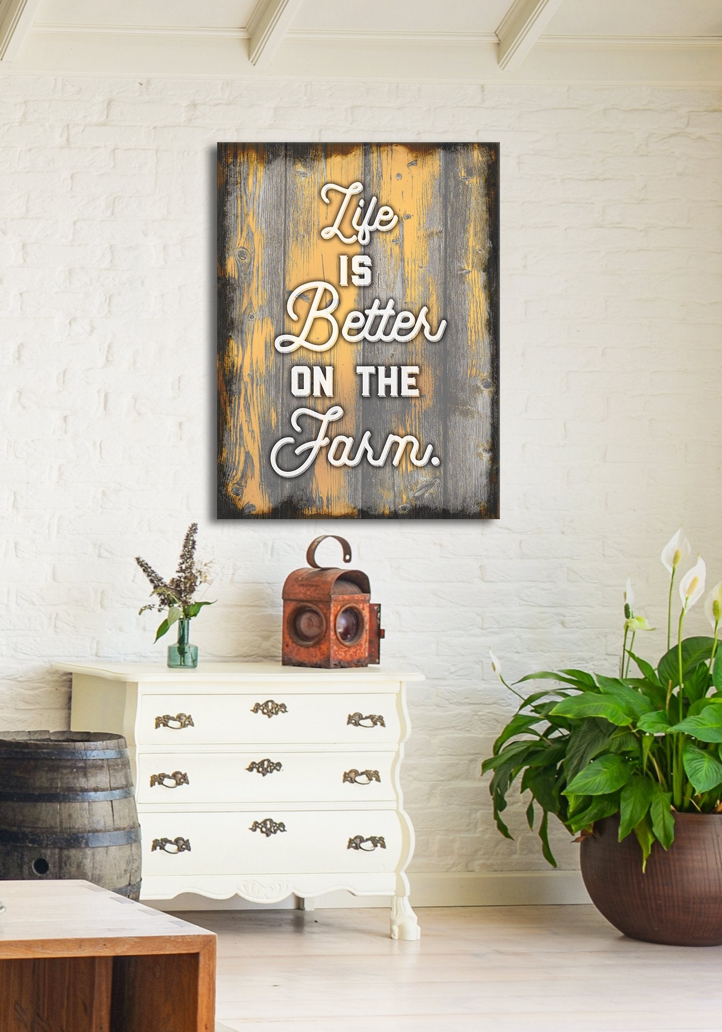 High - Quality Farm Wall Art: 'Life Is Better on the Farm' with Wood Frame, Ready to Hang