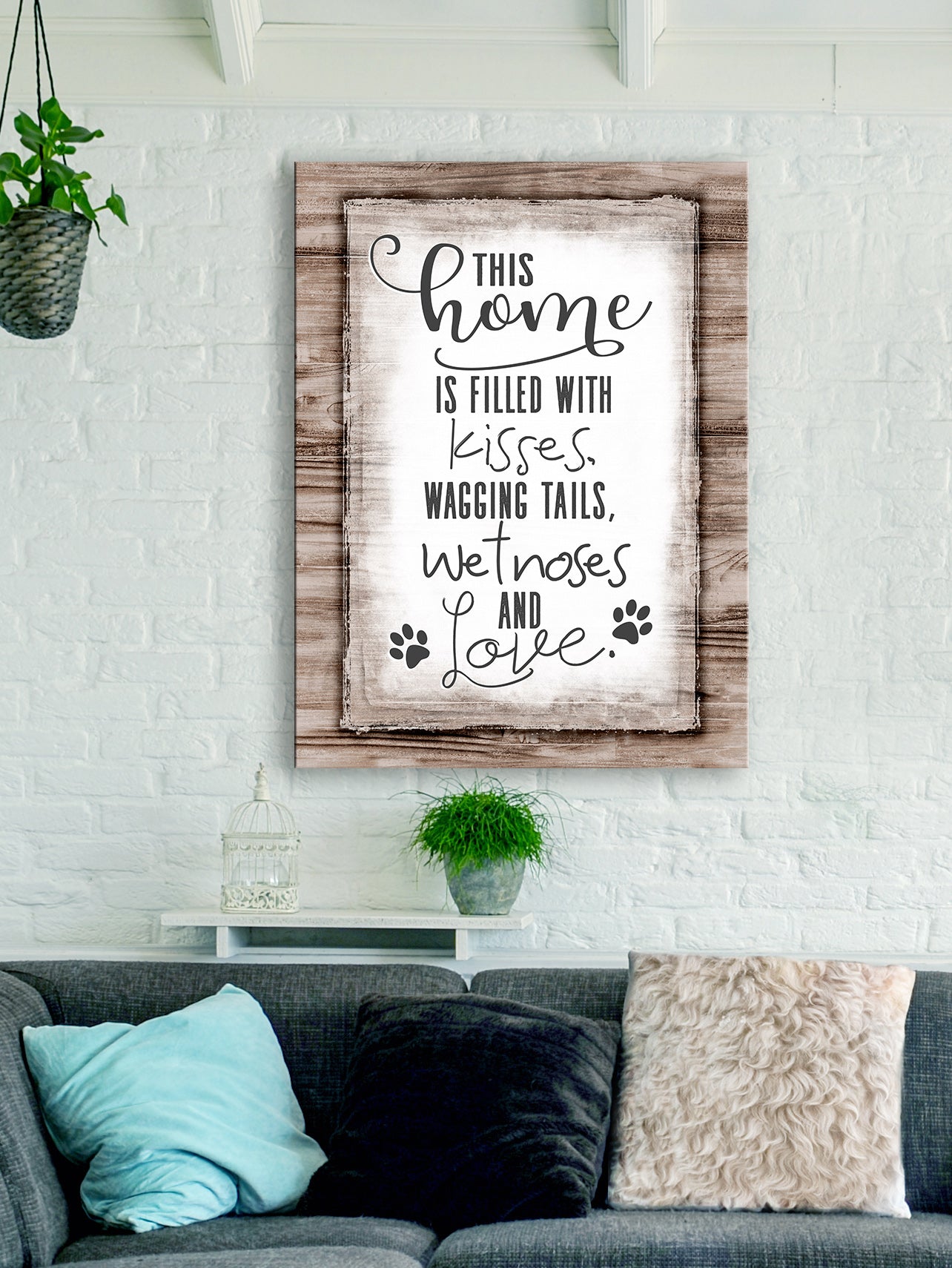 Ready - to - Hang Wood - Framed Pet Wall Art: 'This Home Is Filled With Kisses' V2