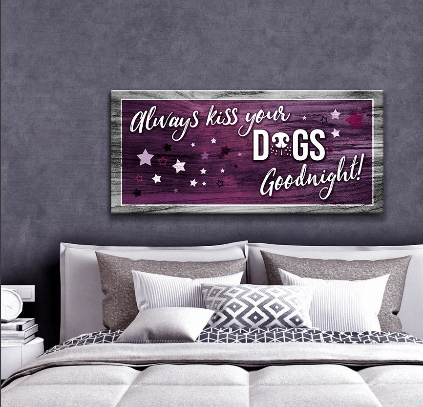 Pet Wall Art: Kiss Your Dogs Goodnight (Ready-to-Hang Wood Frame) - Buy 2, Save 20%