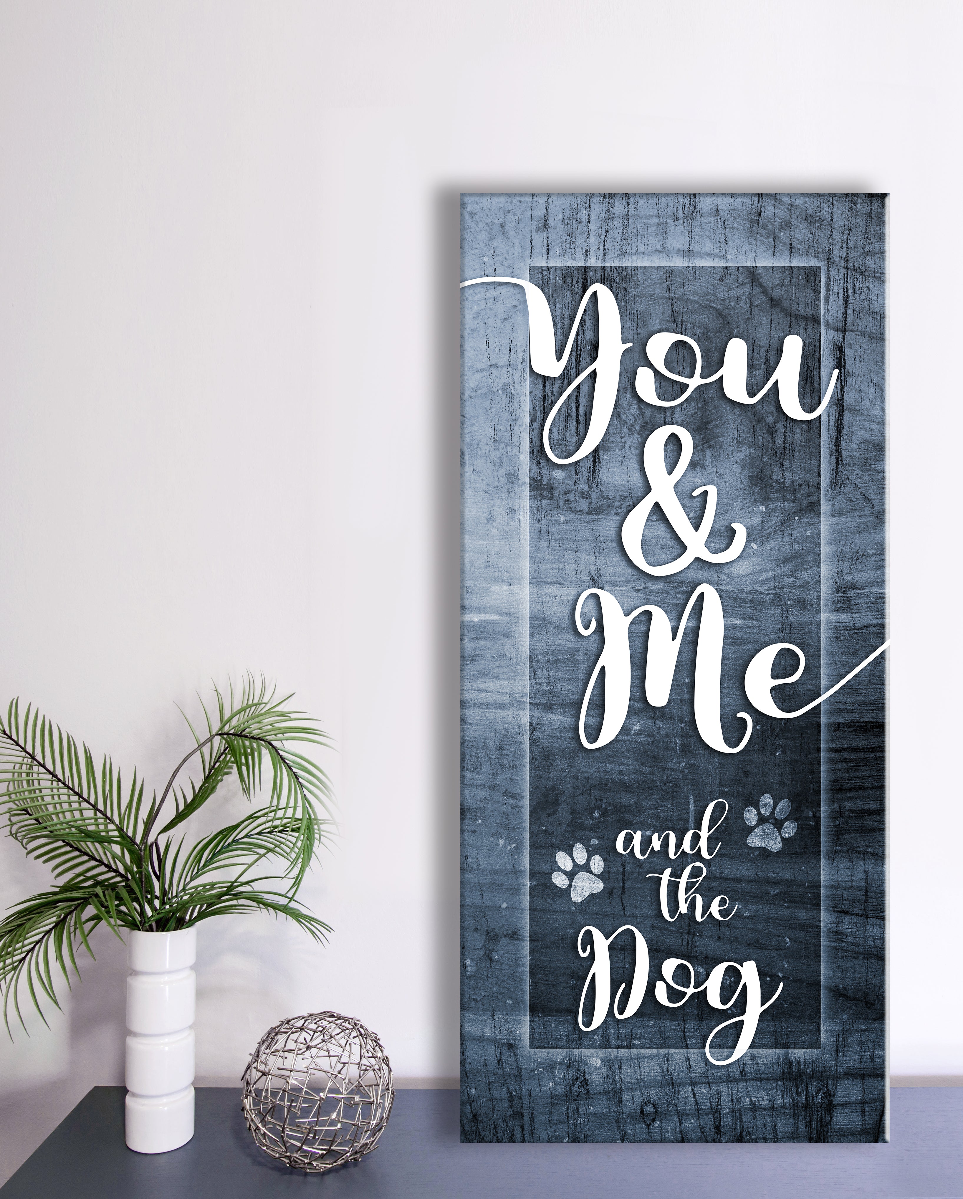 Hot Deal! Pet Wall Art - 'You, Me And The Dog V7' with Wood Frame, Ready To Hang