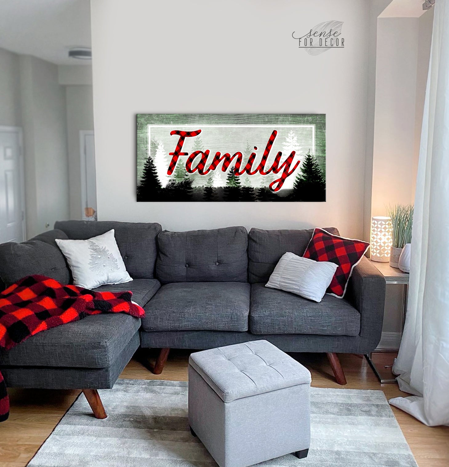 Hot Deal: Family Plaid Wall Art with Wood Frame, Ready to Hang