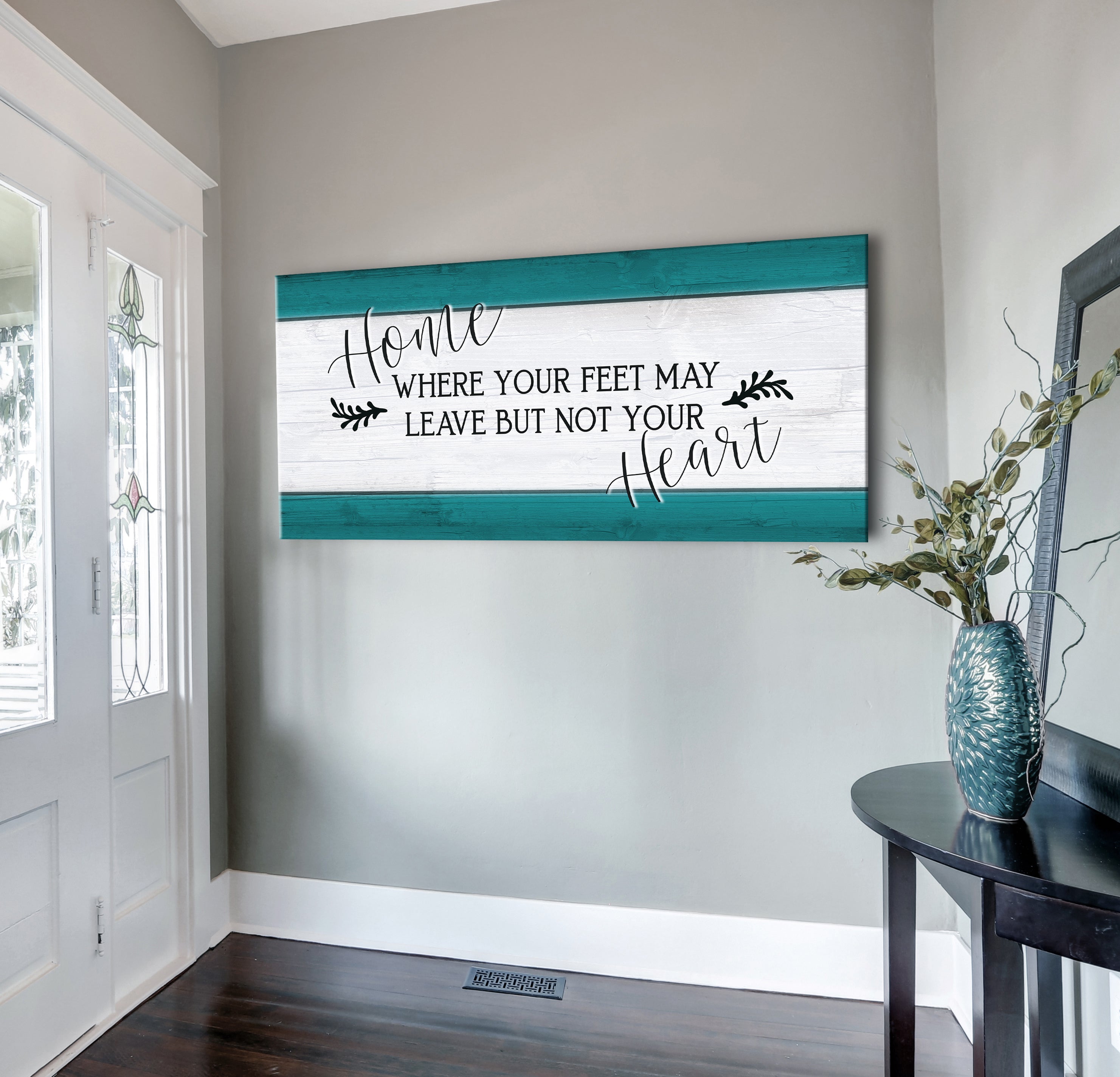 Ready-to-Hang Wood Frame Home Wall Art: Home Where Your Feet May Leave V2