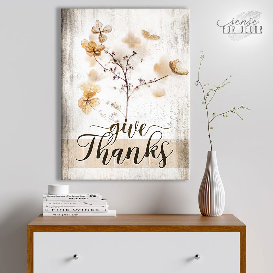Christian Wall Art: Give Thanks V3 - Wood Frame, Ready to Hang! Buy 2, Save 20%