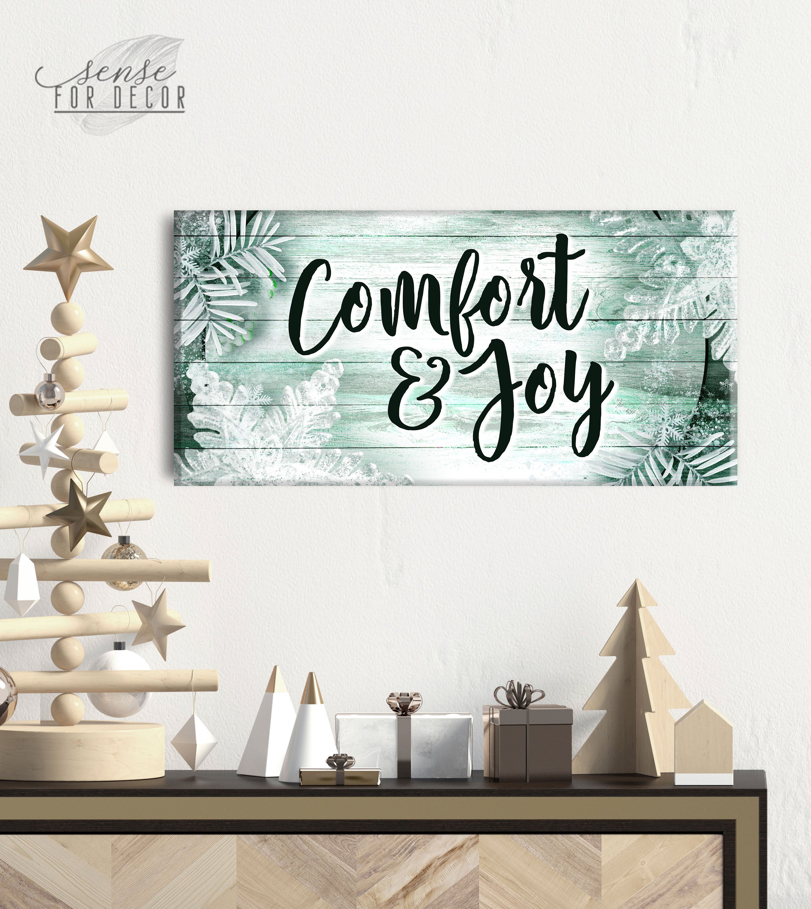 Holiday Wall Art: Comfort & Joy - Wood Frame, Ready To Hang! Buy 2, Save 20%