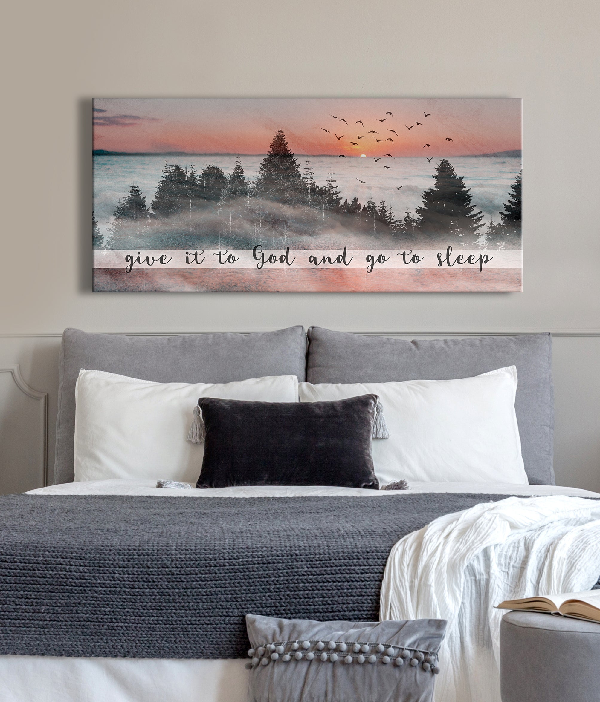 Christian Wall Art: 'Give It To God And Go To Sleep' V7 - Wood Frame, Ready To Hang! Buy 2 Save 20%