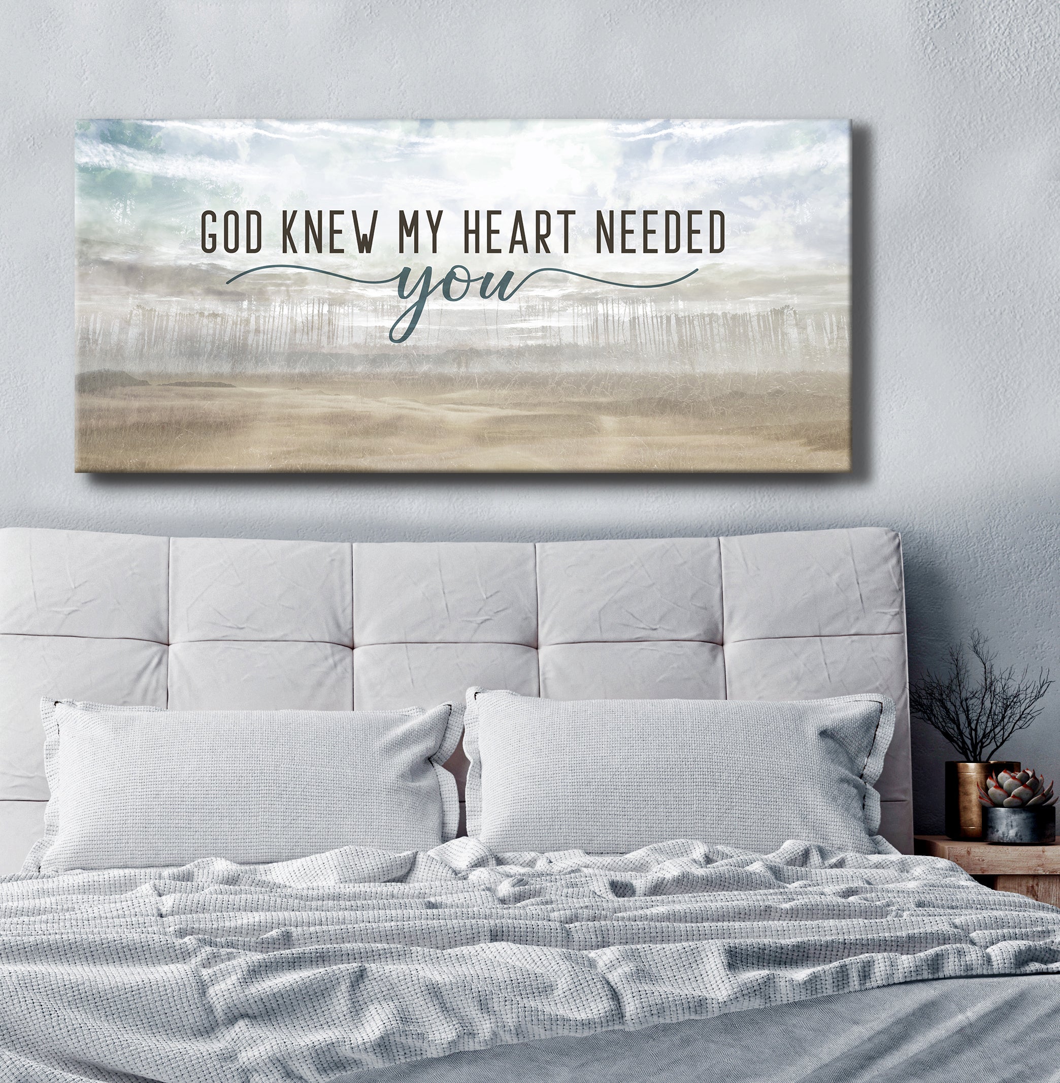 Christian Wall Art: High - Quality Wood - Framed 'God Knew My Heart Needed You' V5, Ready To Hang